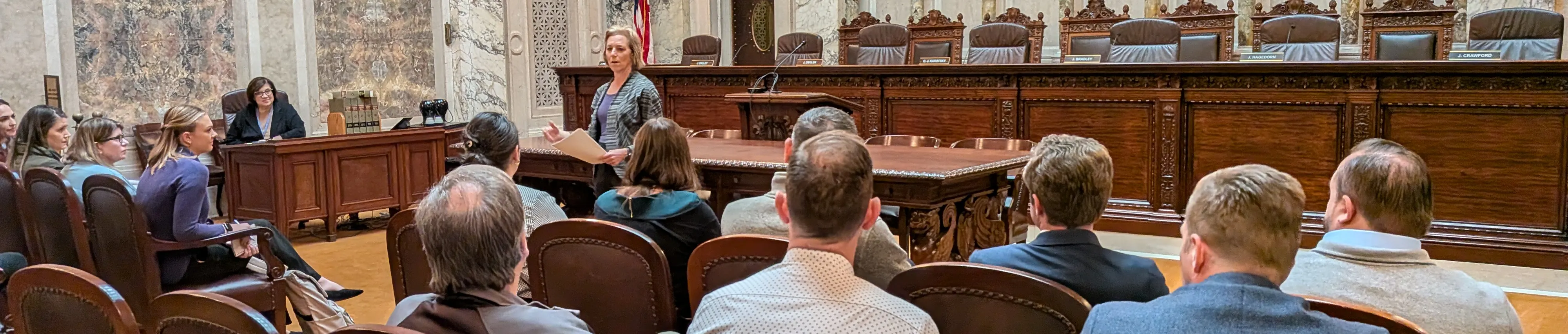 Chief Justice Karofsky addresses reporters