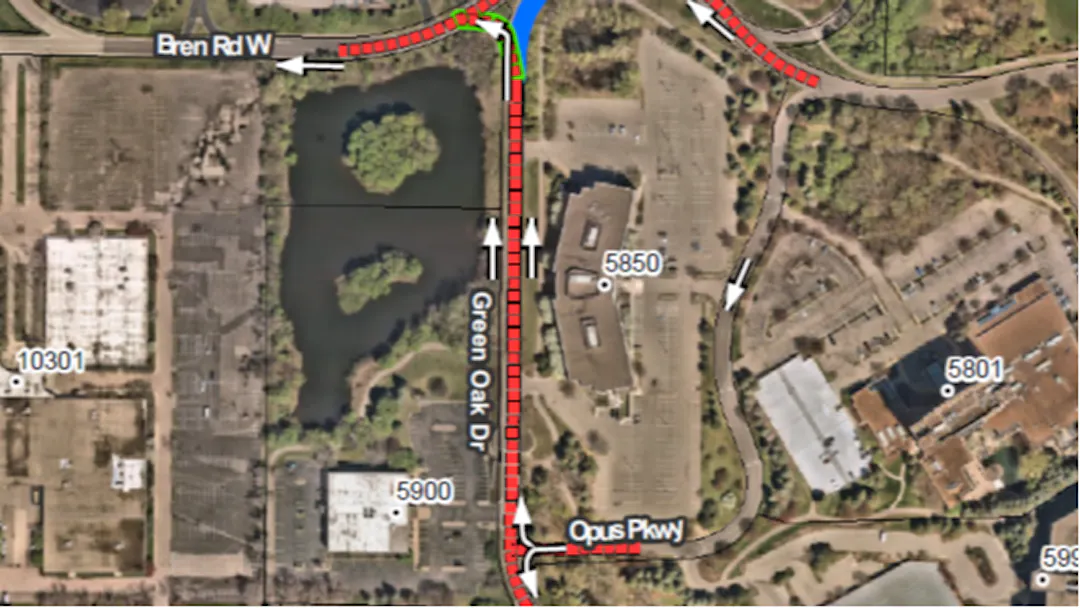 A map showing the project location of Green Oak Drive project