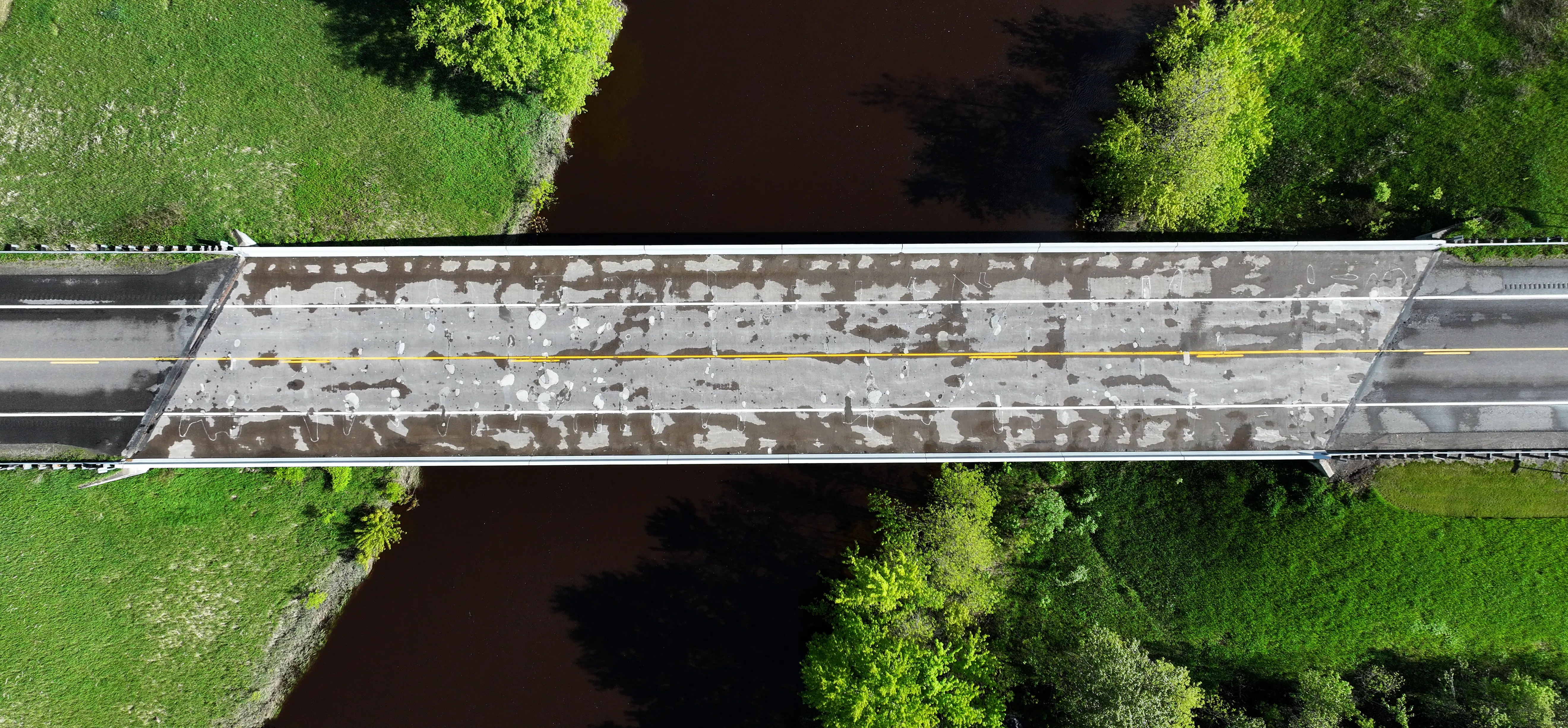 Ariel footage showing a bridge