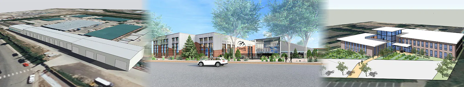 Concept images for the three Capital Bond projects, including the Service Center, the Recreation Center and the Civic Center