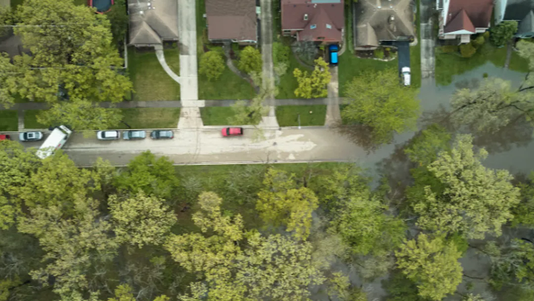 Aerial image of flooded street