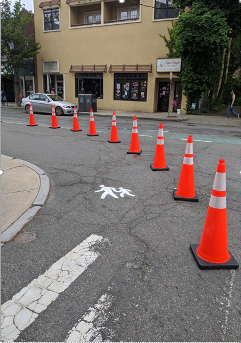Shared curbs pilot in Union - check out that stencil work!