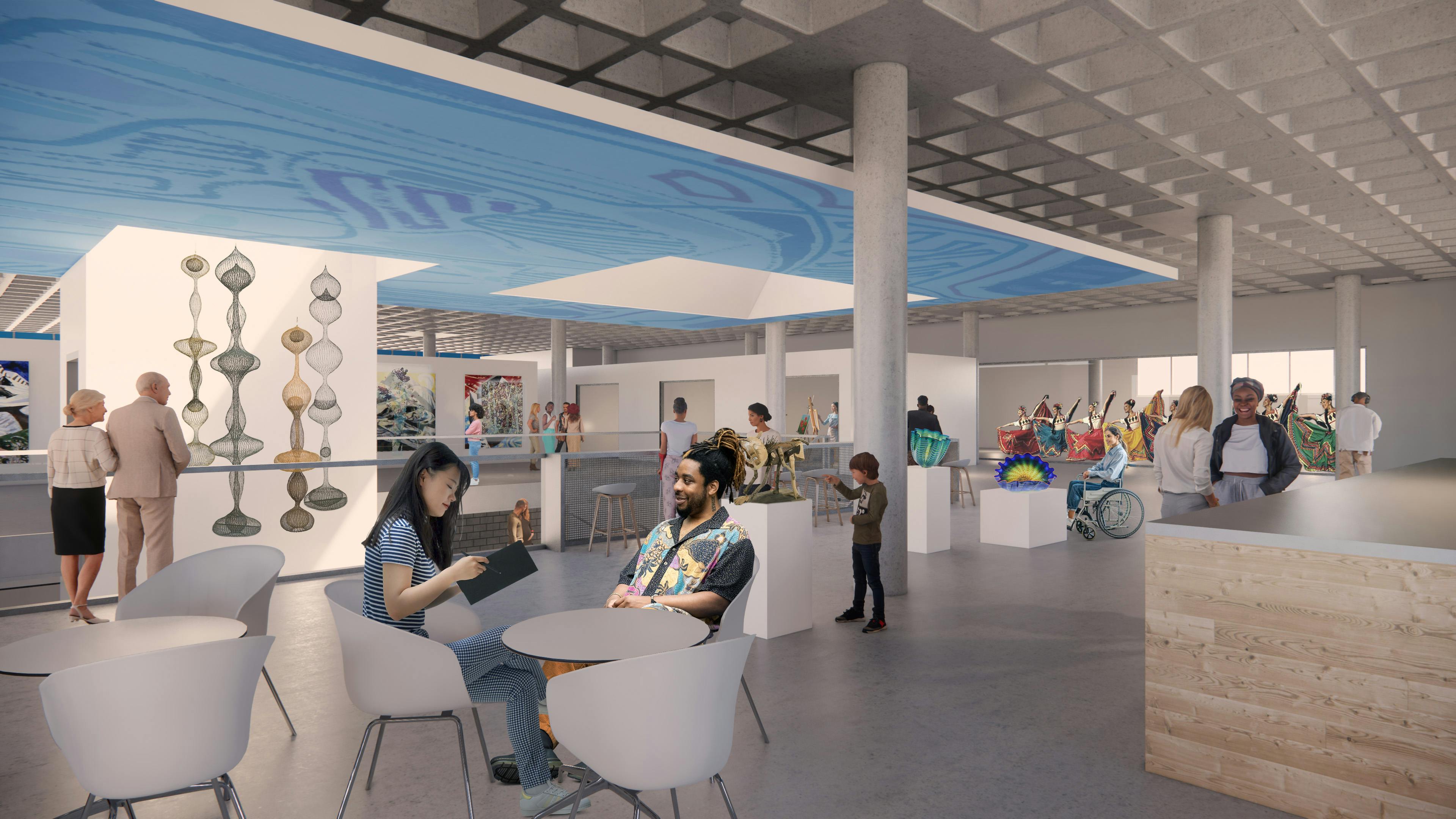 Architectural concept of Vancouver arts hub community cafe and gallery space