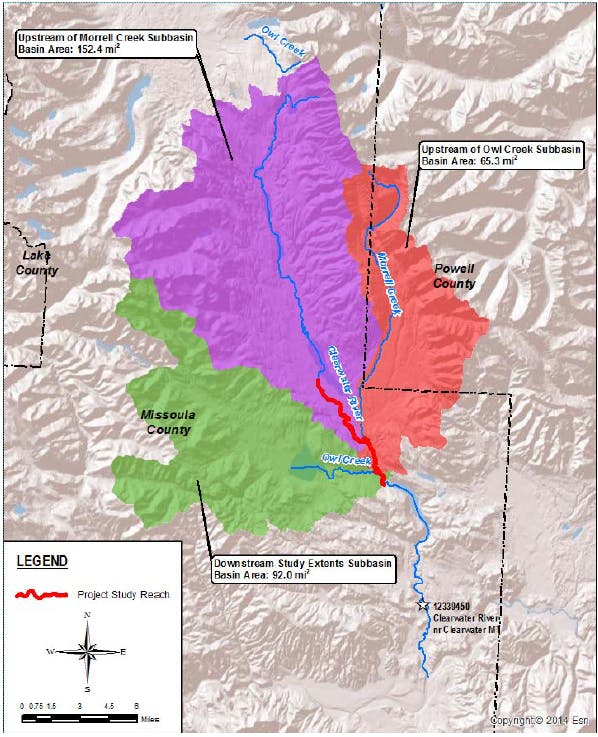 Map of Clearwater River drainage basins