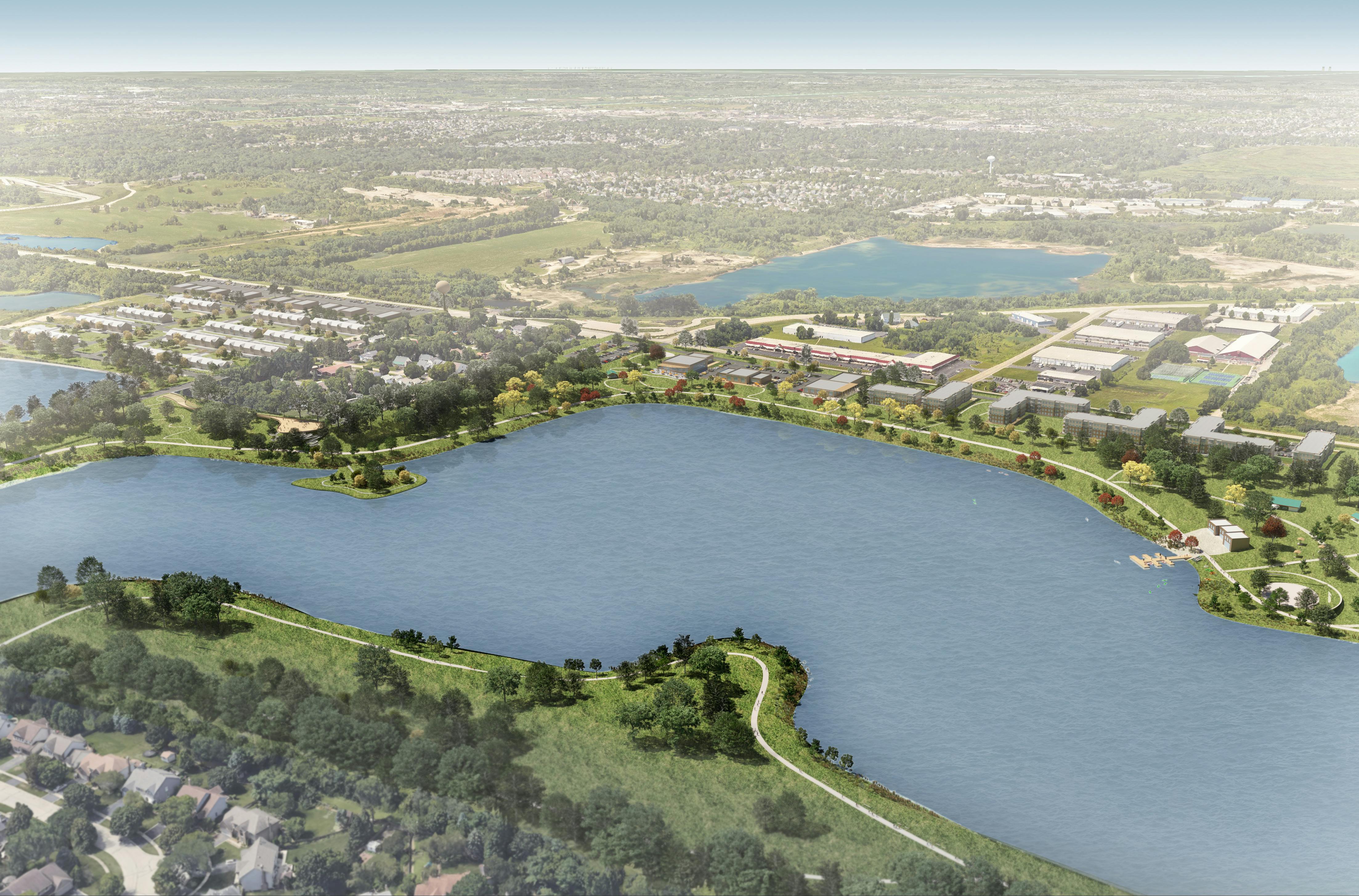 Conceptual illustration of Cary Lake at Rotary Park and surrounding area