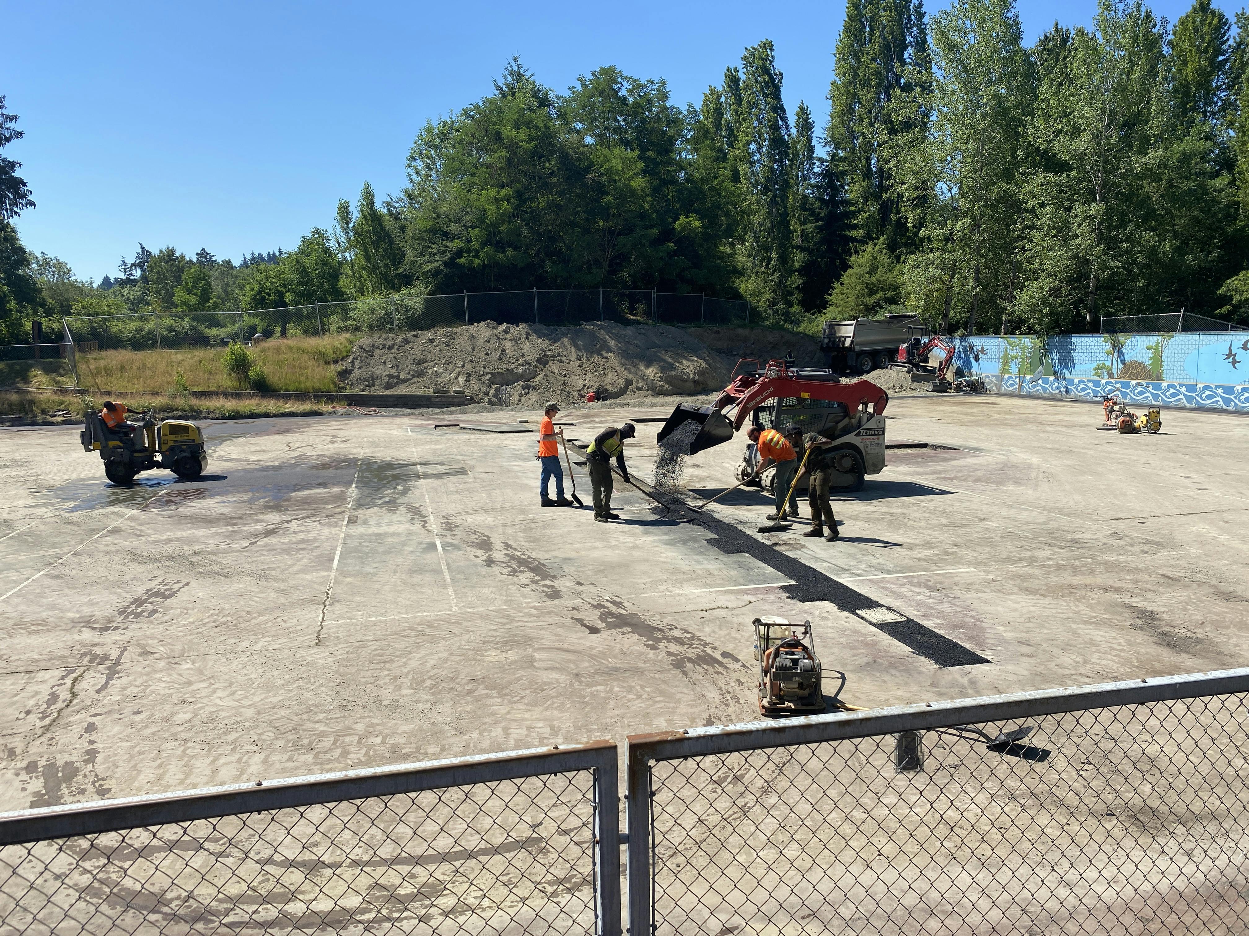 Patching sawcut sections with new asphalt