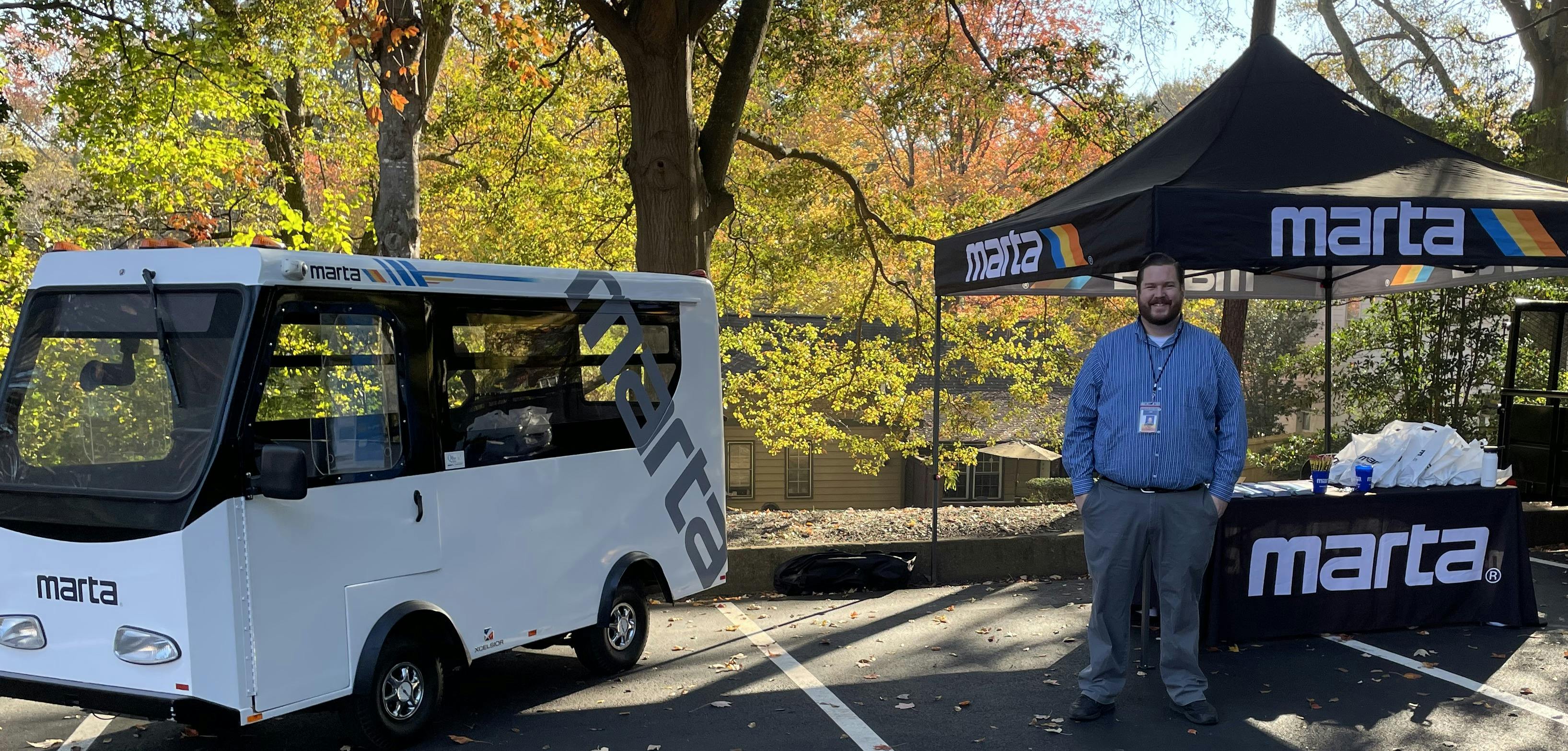 MARTA informing public about their projects and showing off their mini bus