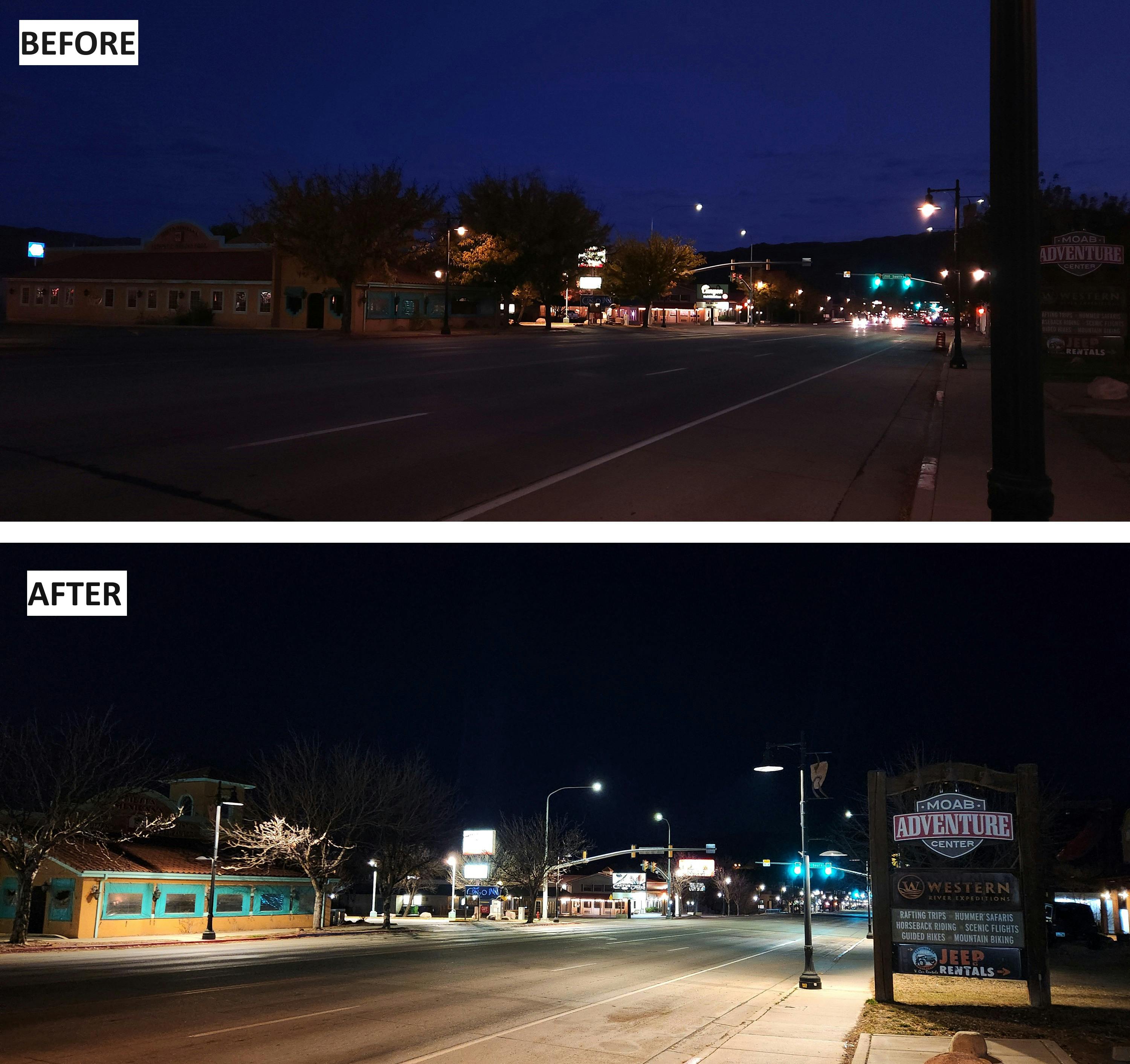 Test Lights on Main Street between 200S and 300S, 3000K color