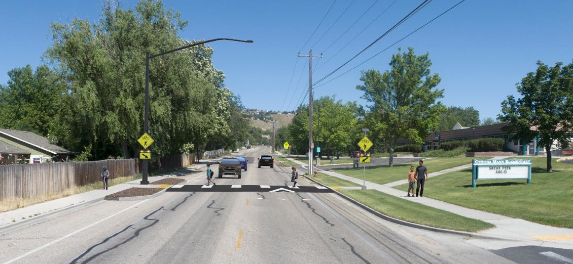 Enhanced Pedestrian Crossing at Cynthia Mann Elementary School on Castle Drive