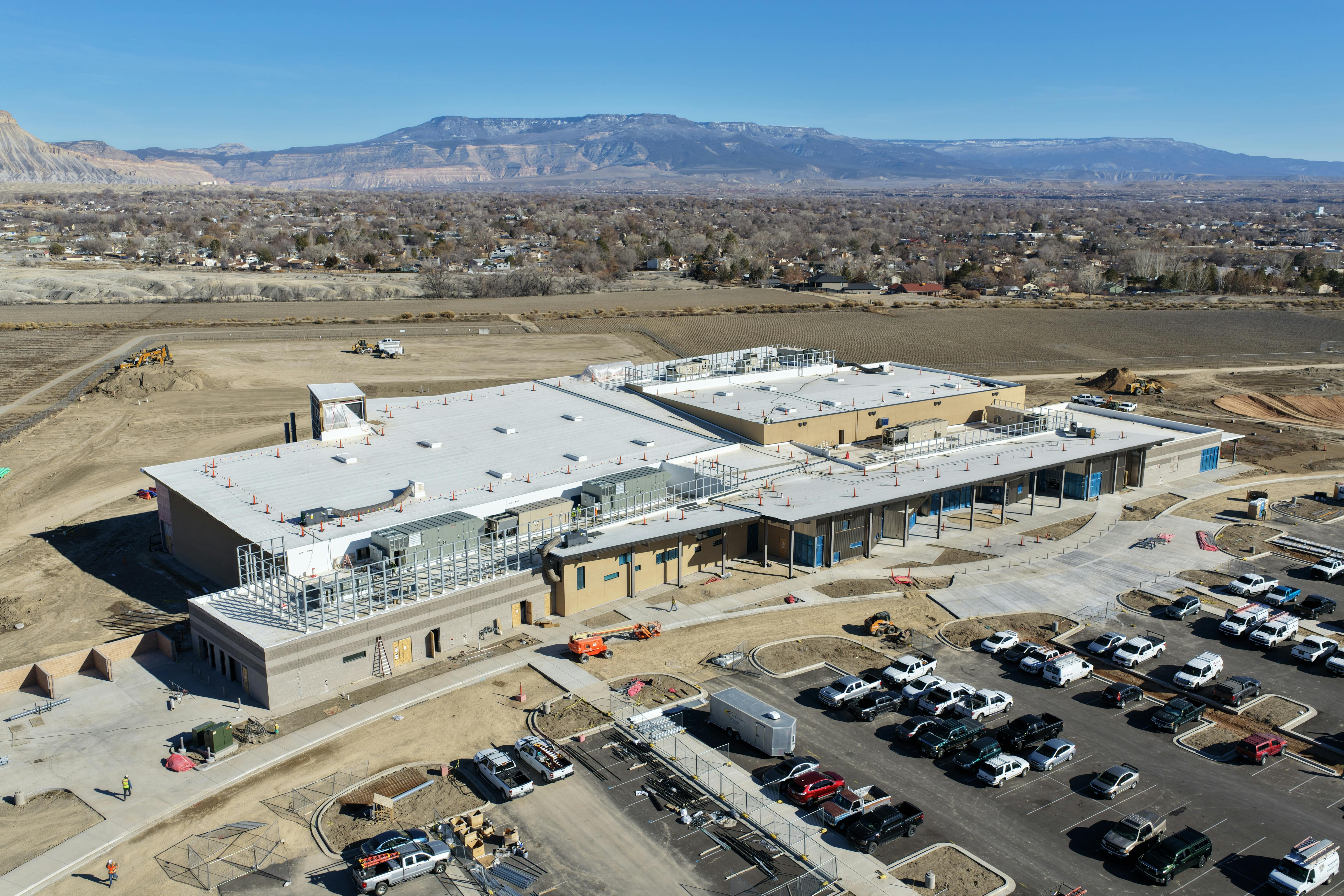 Concept design drawing showing the front of the new Community Recreation Center.
