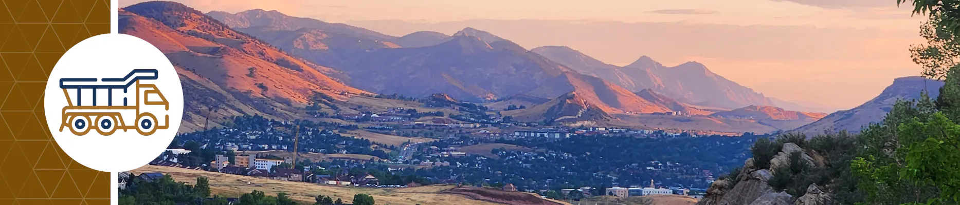 Panoramic view of the City of Golden at sunset.