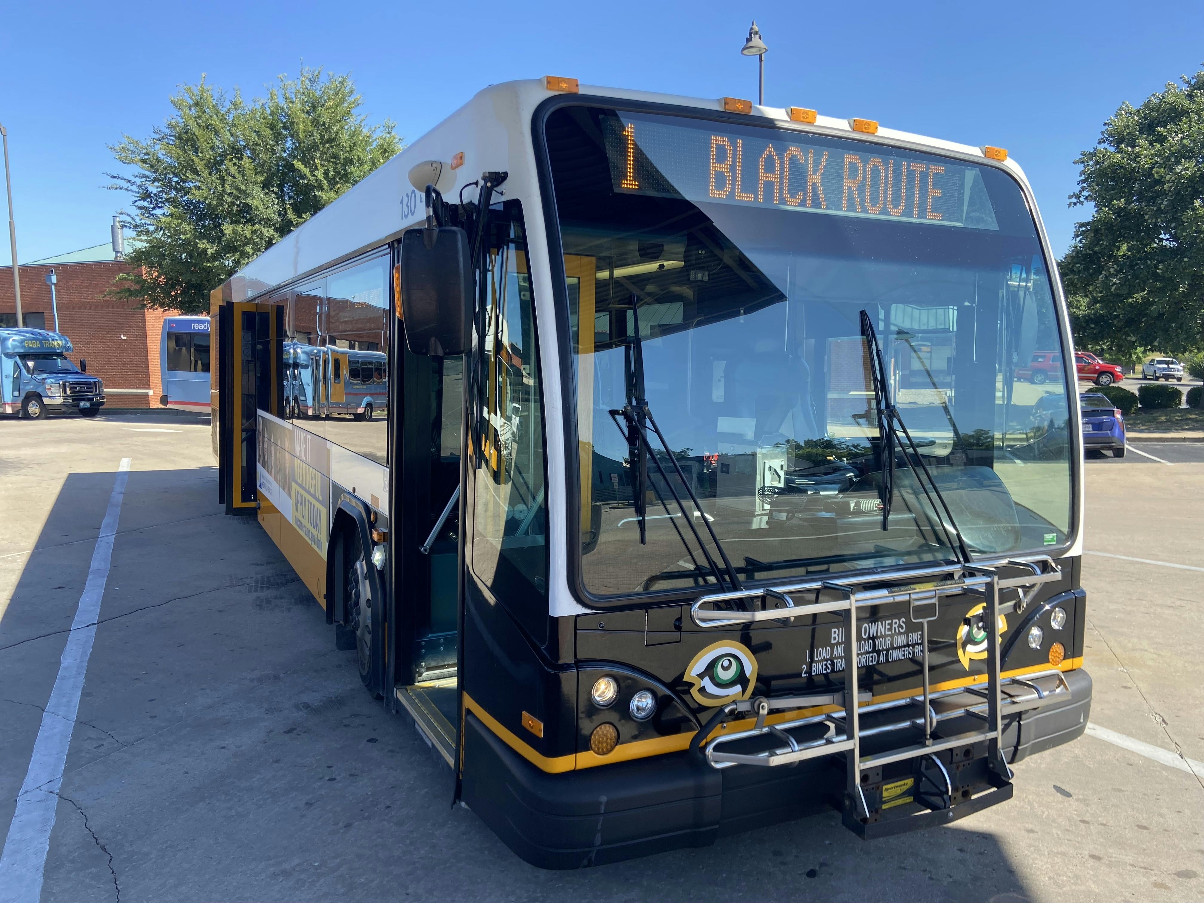 Black route bus