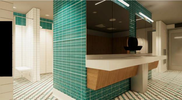 Rendering of new locker room at the Englewood Recreation Center
