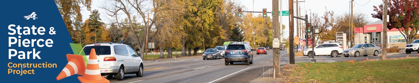 State and Pierce Park intersection with traffic