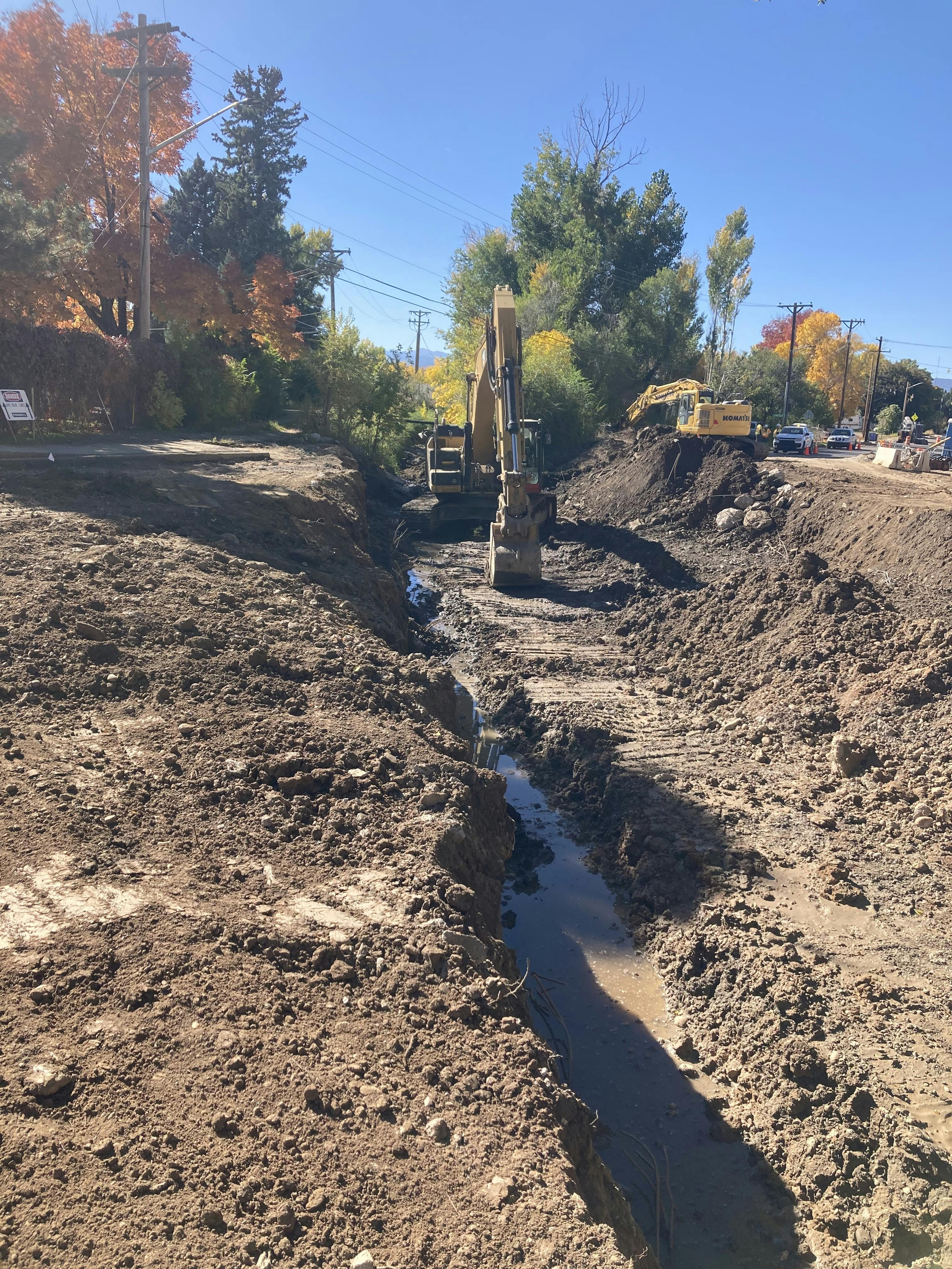 October 2022 - Crews work to clean up and set new bridge piers in the Greeley Loveland Irrigation Canal.