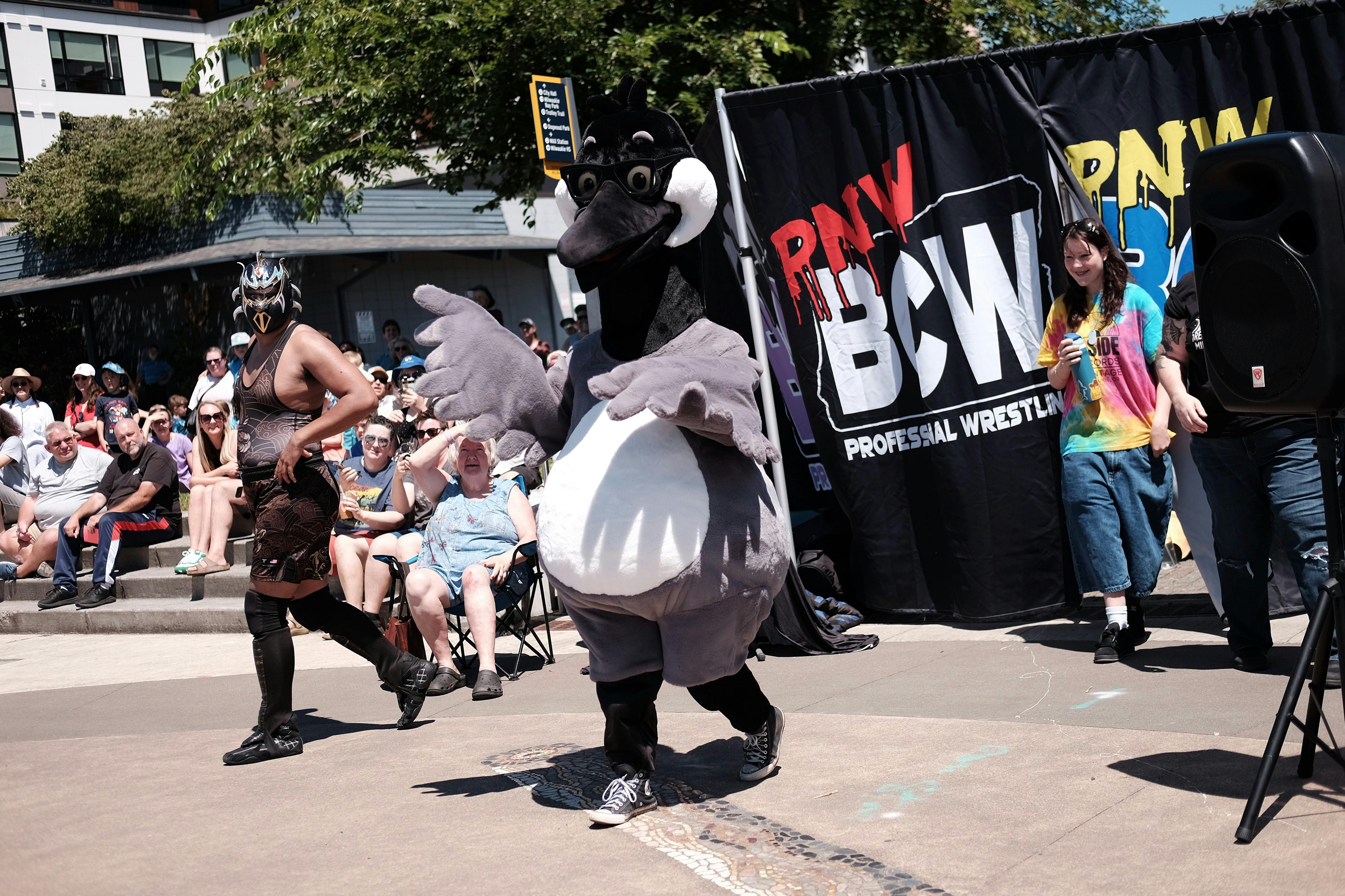 Millie at Milwaukie Fest 2025 Participating in a Mascot Dance Off