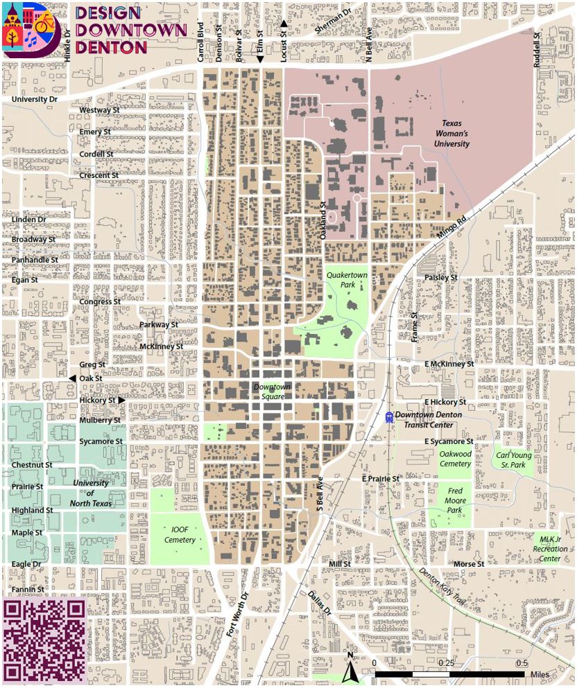 Design Downtown Denton Discuss Denton   70852060cad10356d4fa166008d8089e Downtown Map With Logo And QR Code.JPG