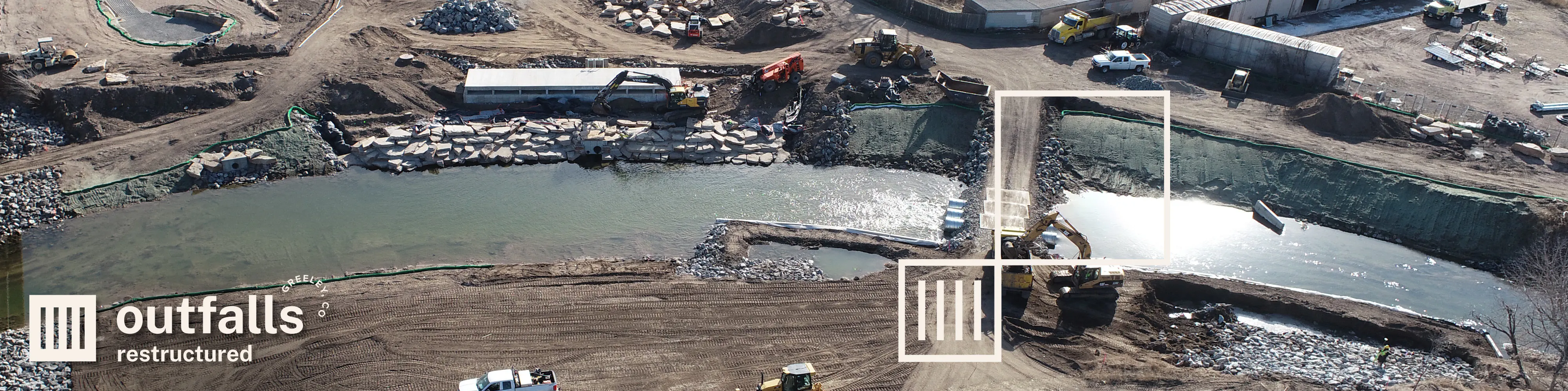 An early concept sketch of the bioswales and outfall where it will connect to the Poudre River