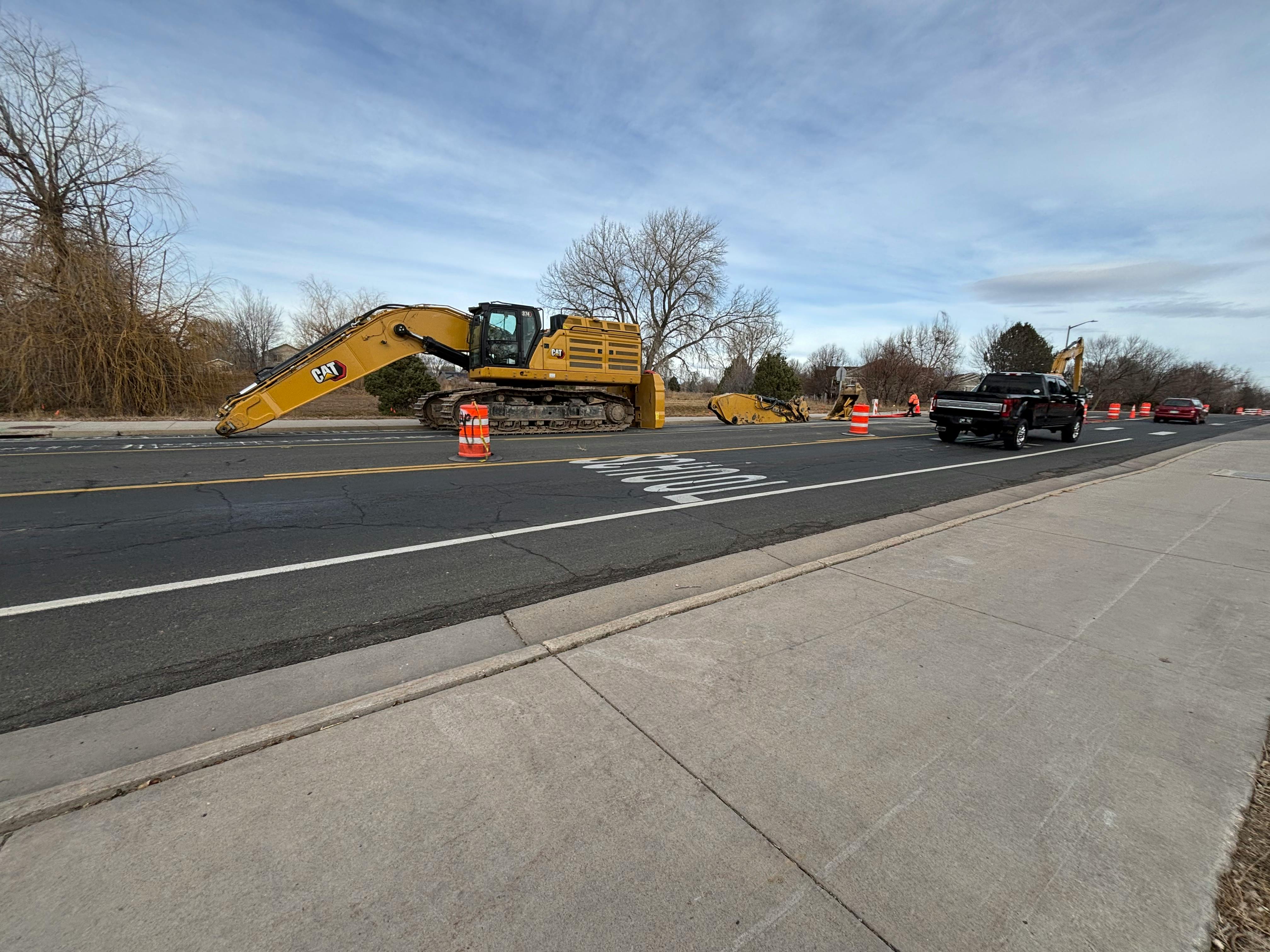 Equipment mobilization on First Street