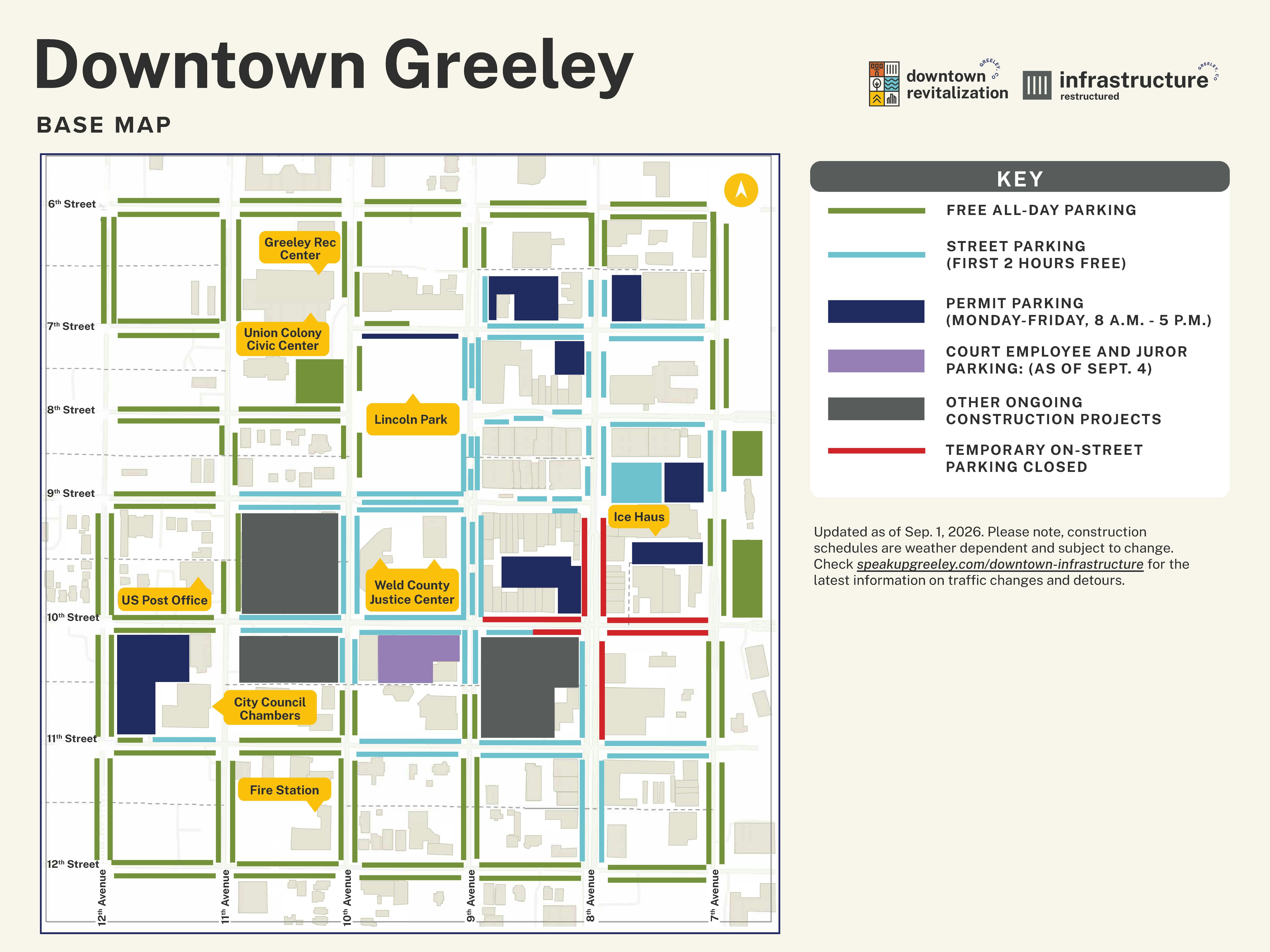 Parking Map of downtown Greeley