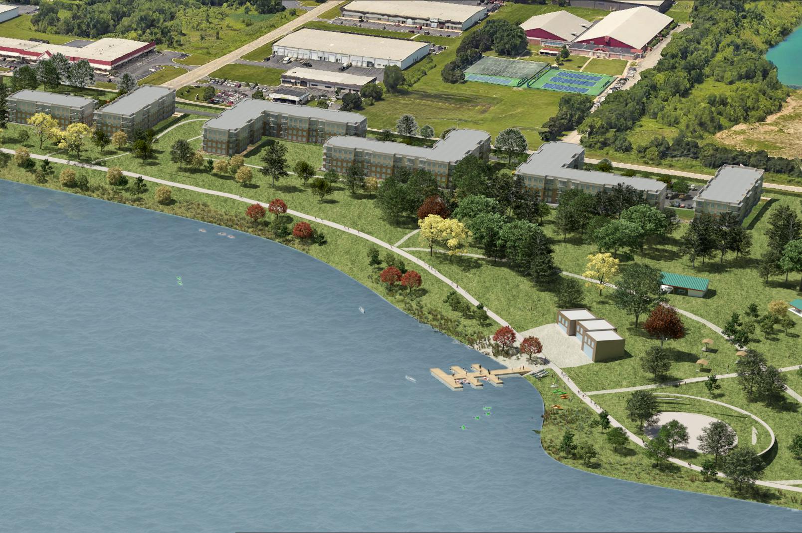 Conceptual illustration of planned amenities at Cary Lake at Rotary Park