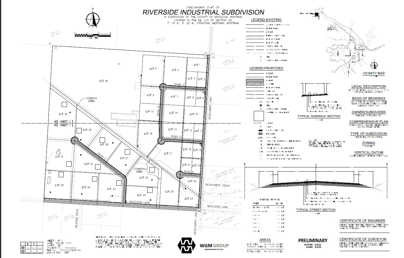 Riverside Industrial Subdivision Map from WGM Group