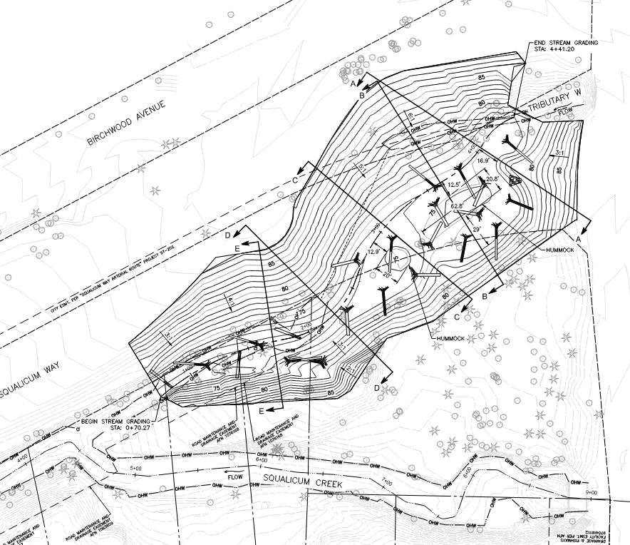 60 percent design focused on Trib W restoration