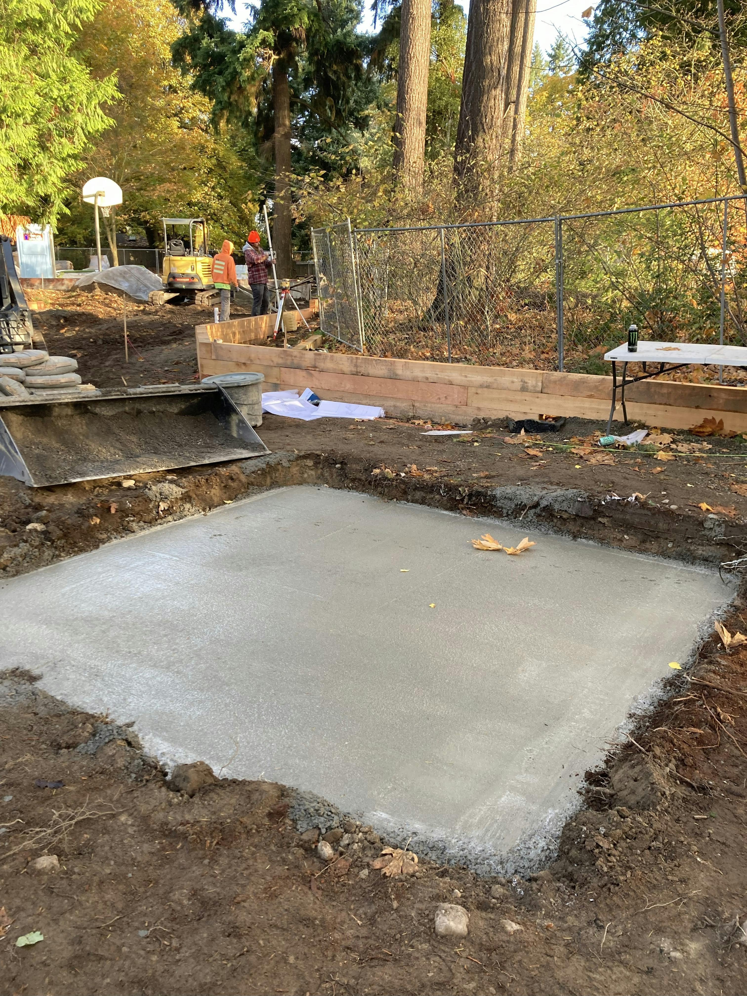 Concrete slab for new play equipment