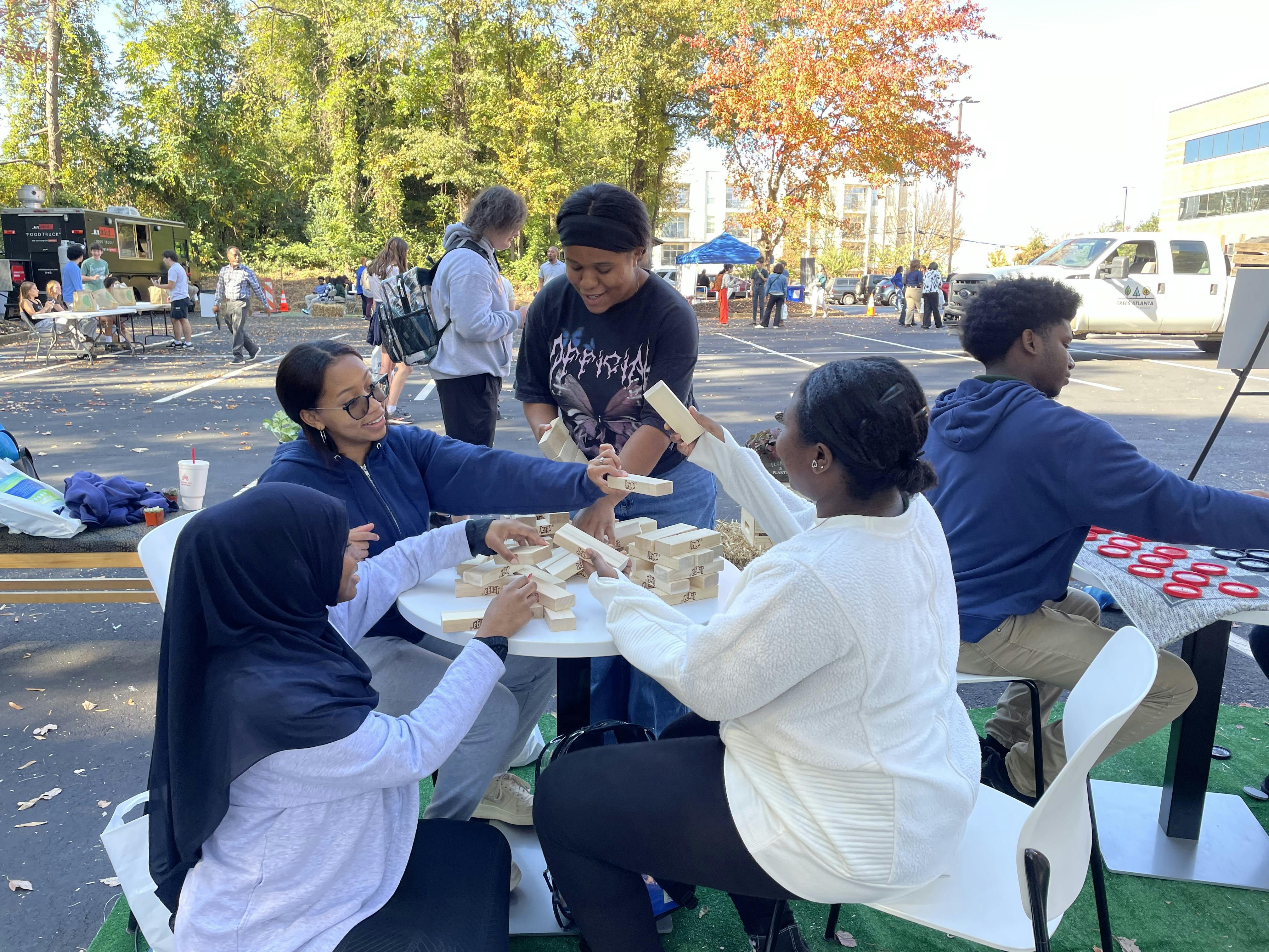 Activated park space with students