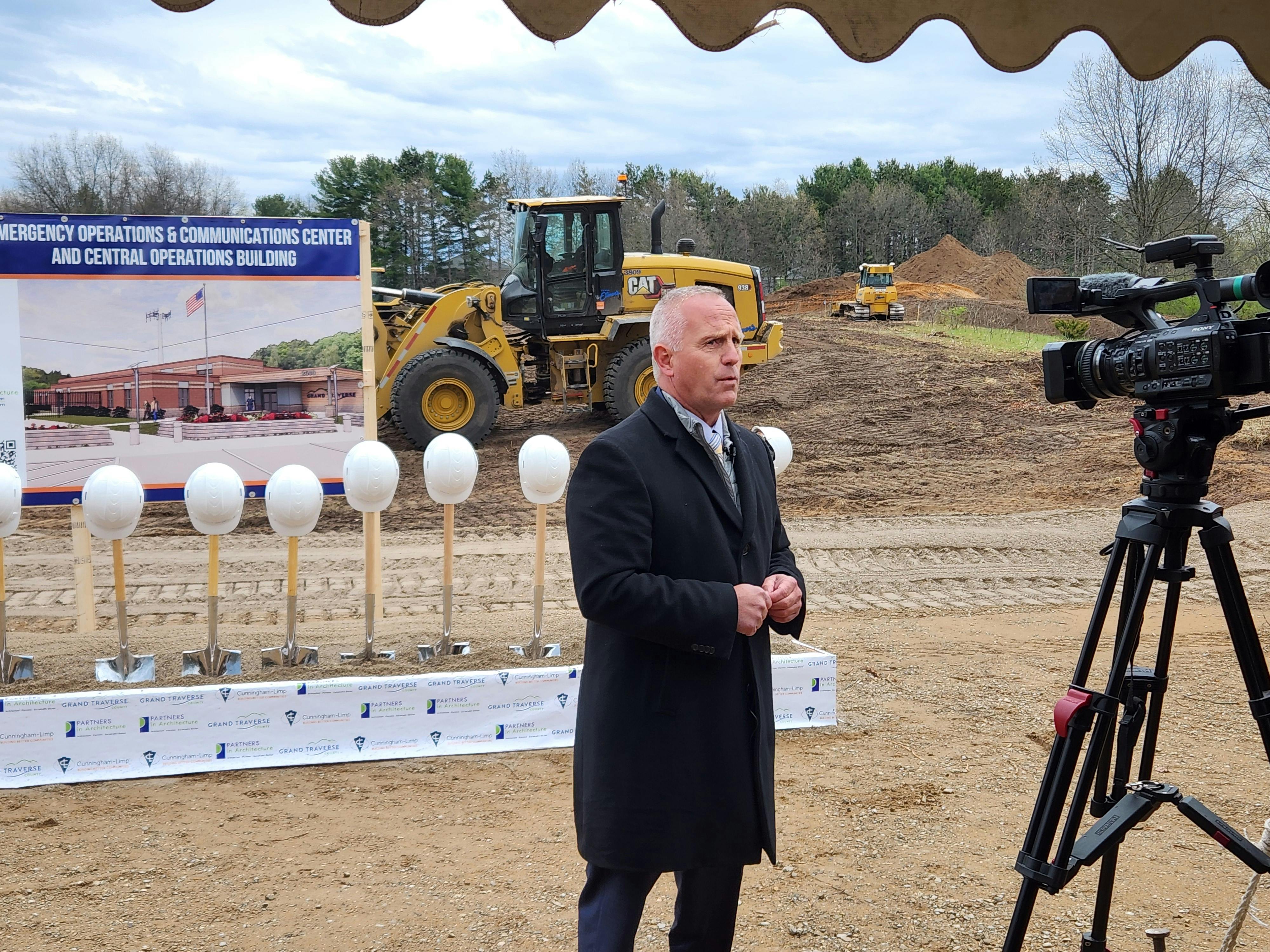 Administrator Alger Talking to the Press