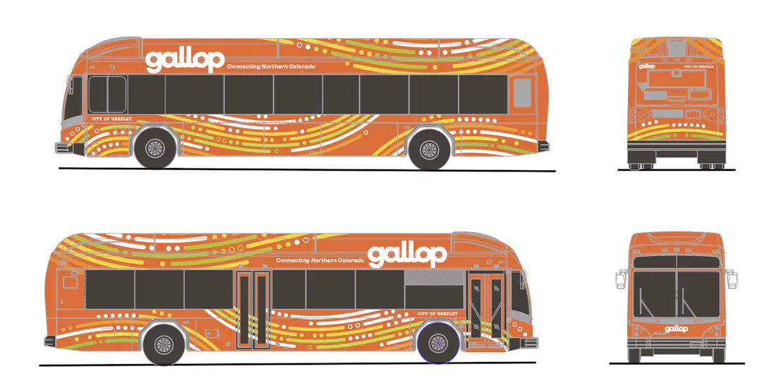 Greeley Evans Transit Bus with a Westbound route indicated