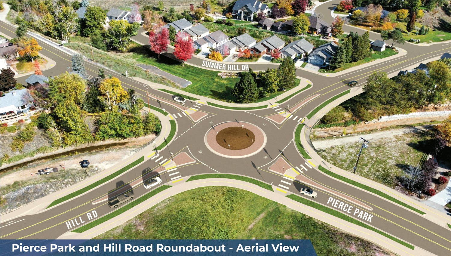 Pierce Park and Hill Road Roundabout - Aerial View