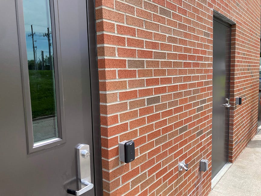 New doors have been installed at the new chemical building.