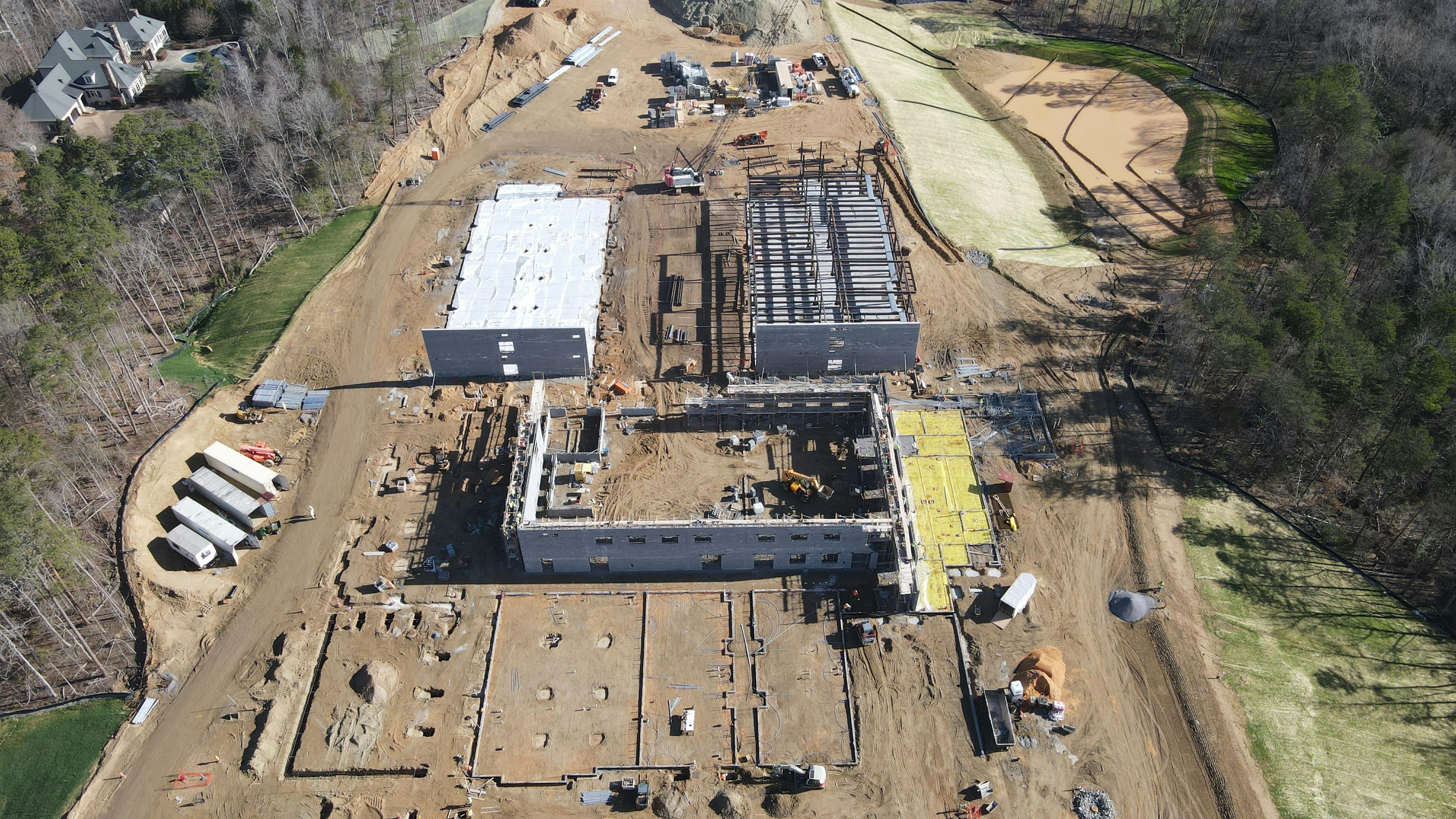 March 2023 aerial of building progress