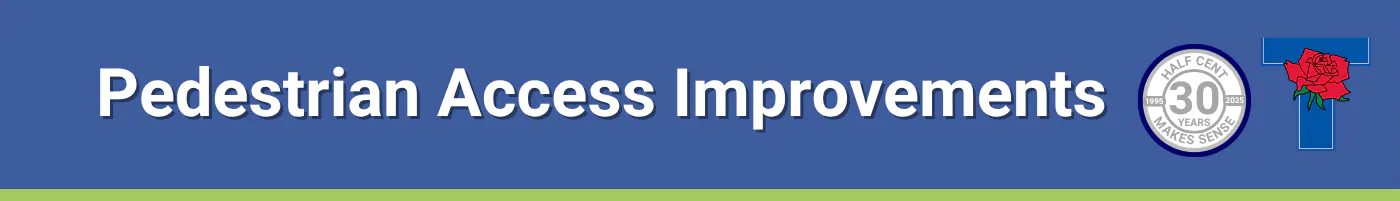 Web banner for the Pedestrian Access Improvements page with the Half Cent Sales Tax and City of Tyler logos.