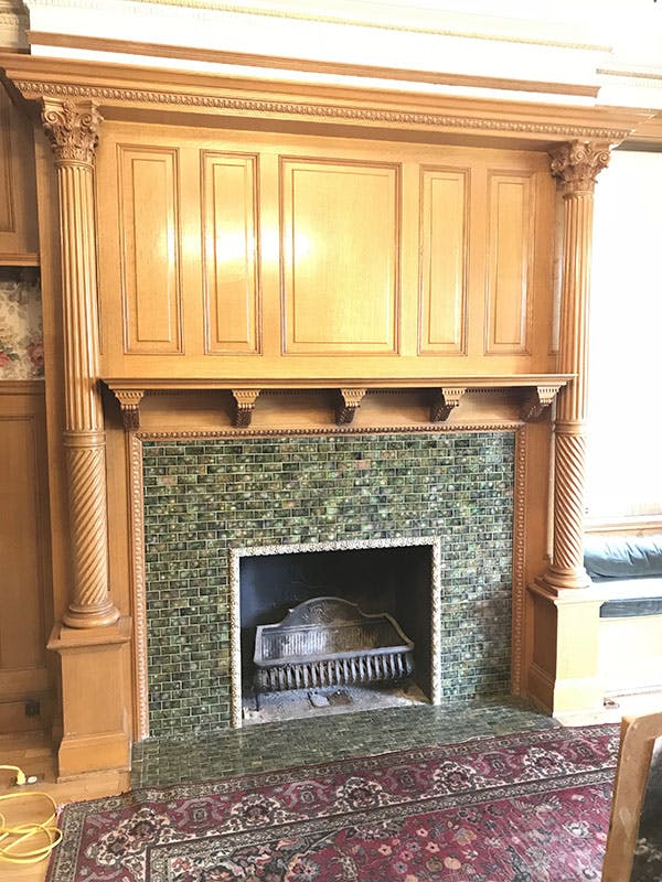 Hand-Carved Italian tile fireplace