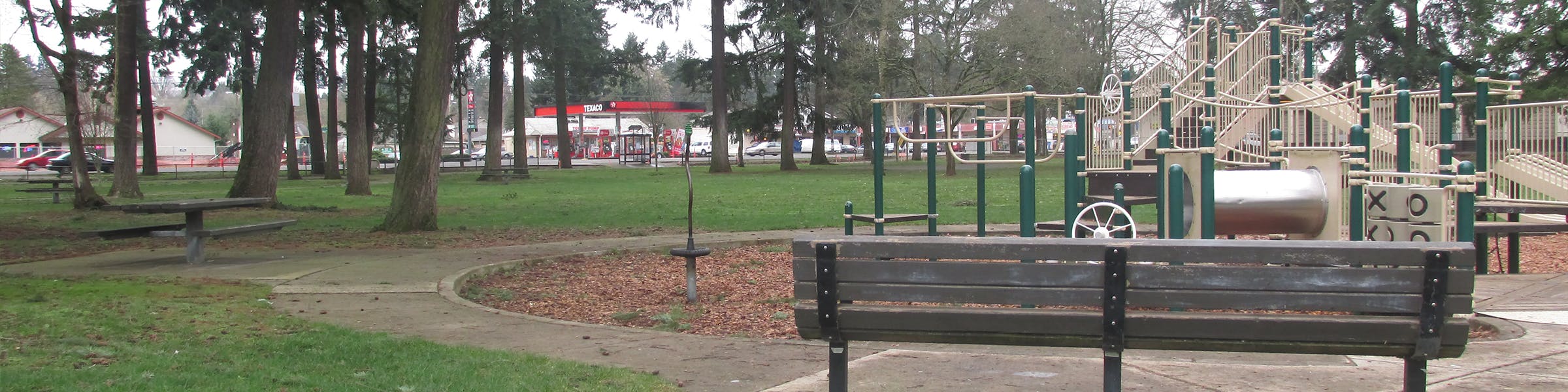 Evergreen Park view from the playground. 