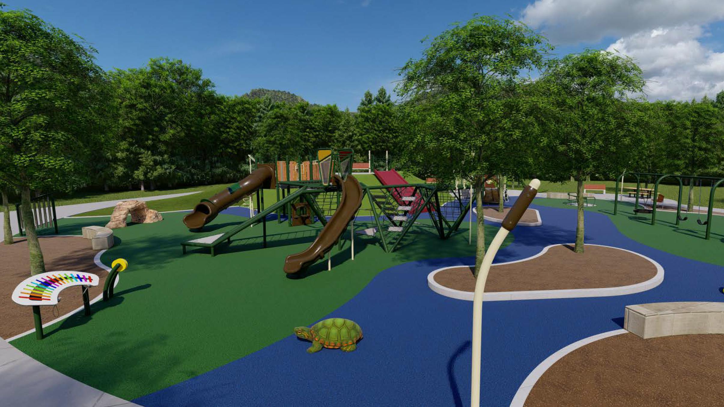 Aerial view of the Oakbrook Park Playground Design