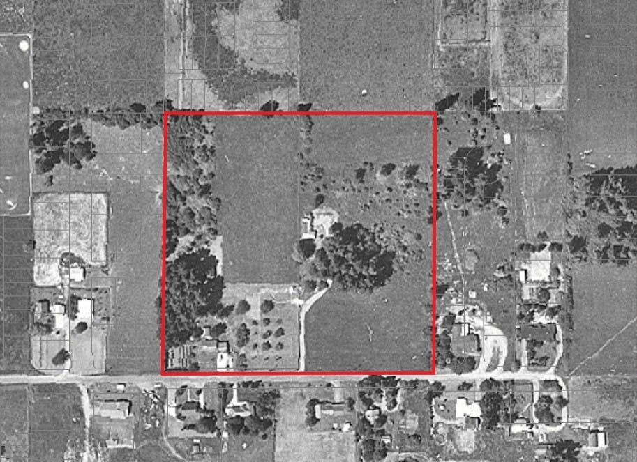 Aerial photo of the Shaffer Park property in 1974