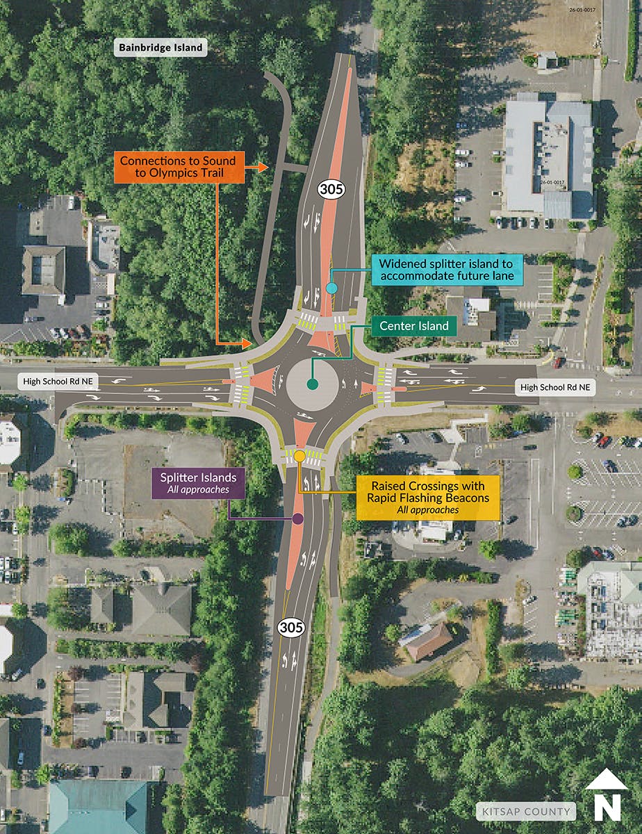 Conceptual view showing the proposed improvements on SR 305 at the High School Road intersection