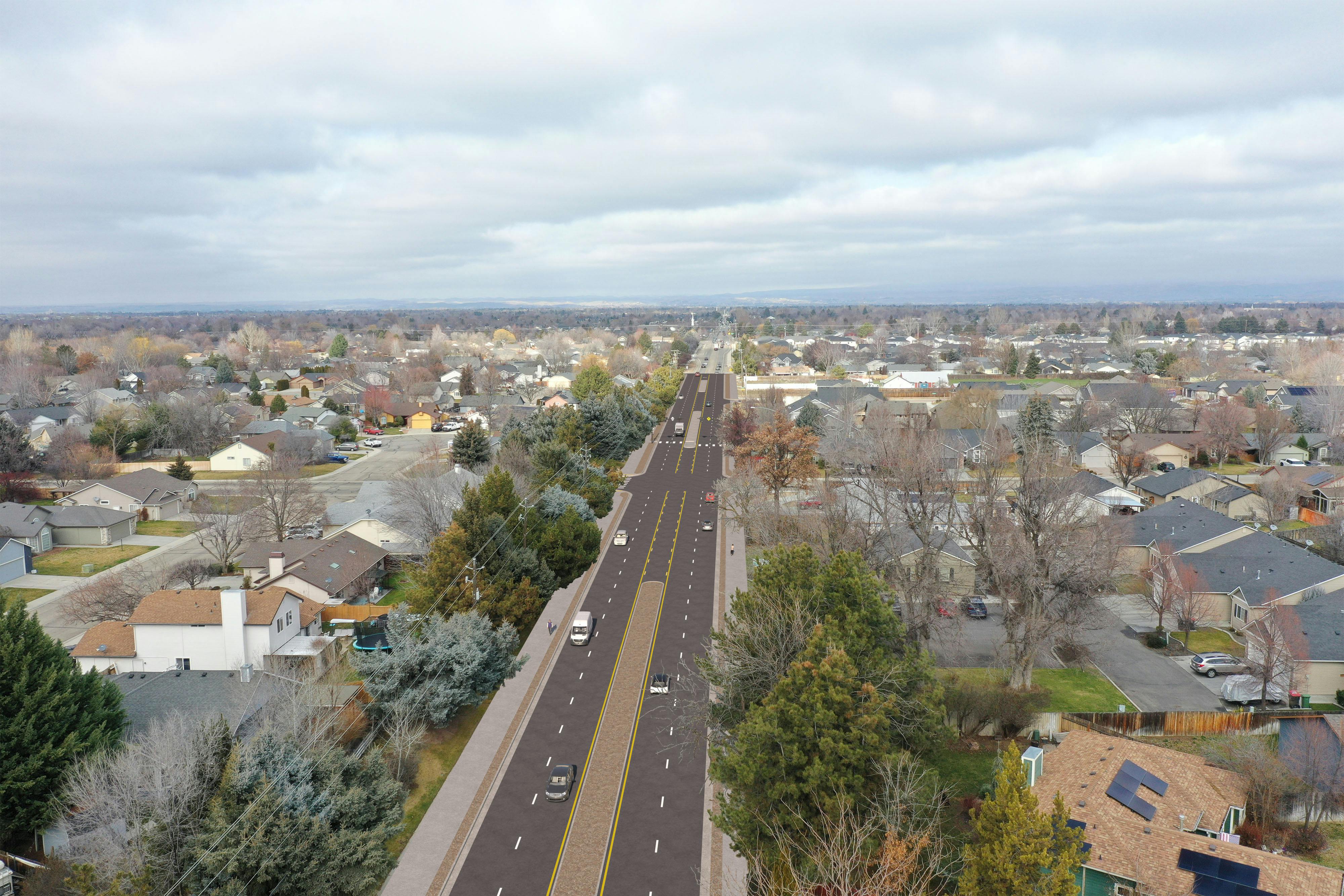 Alternative B (Four Lanes with Two Way Left-Turn Lane)