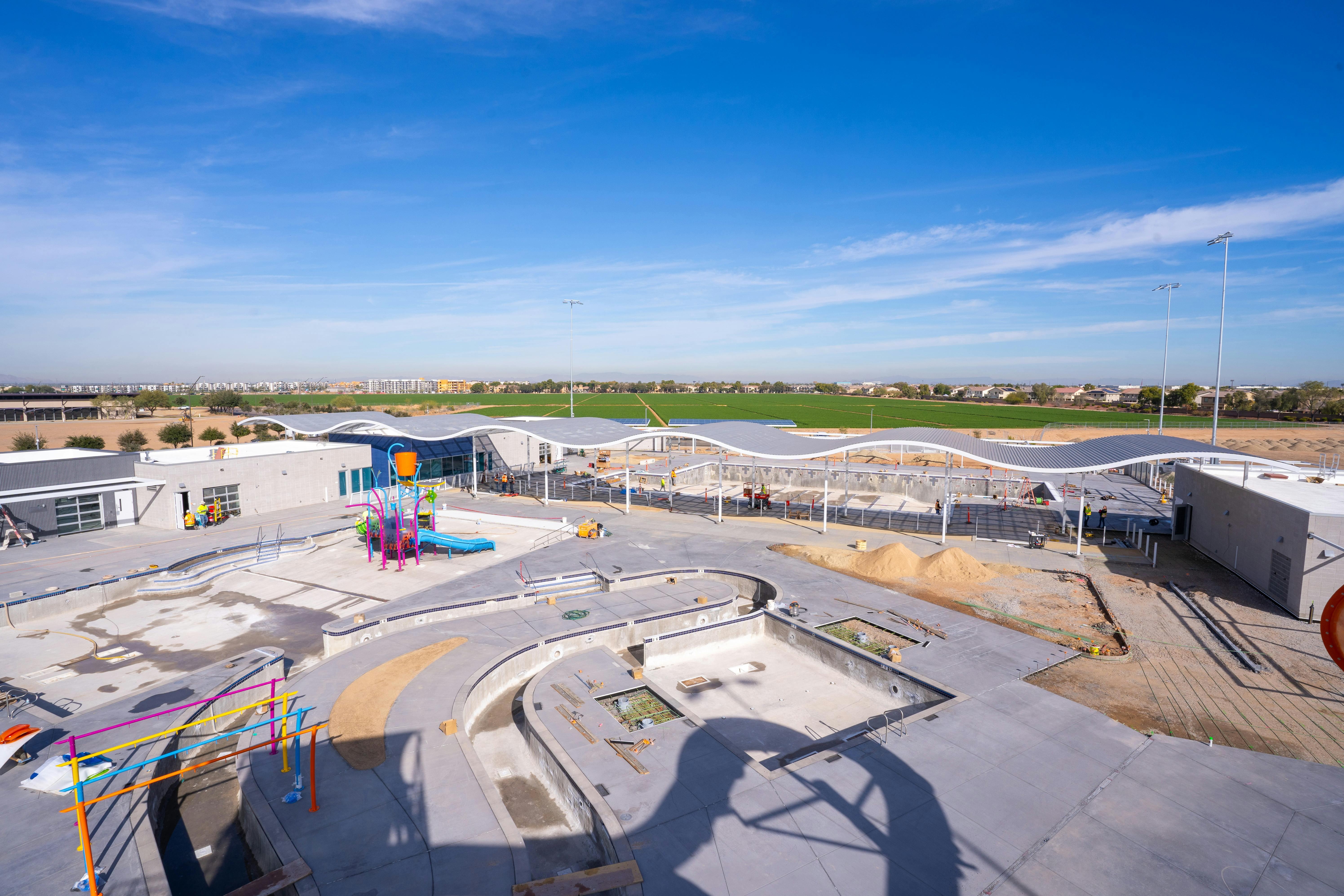 View from the top of the water slide tower