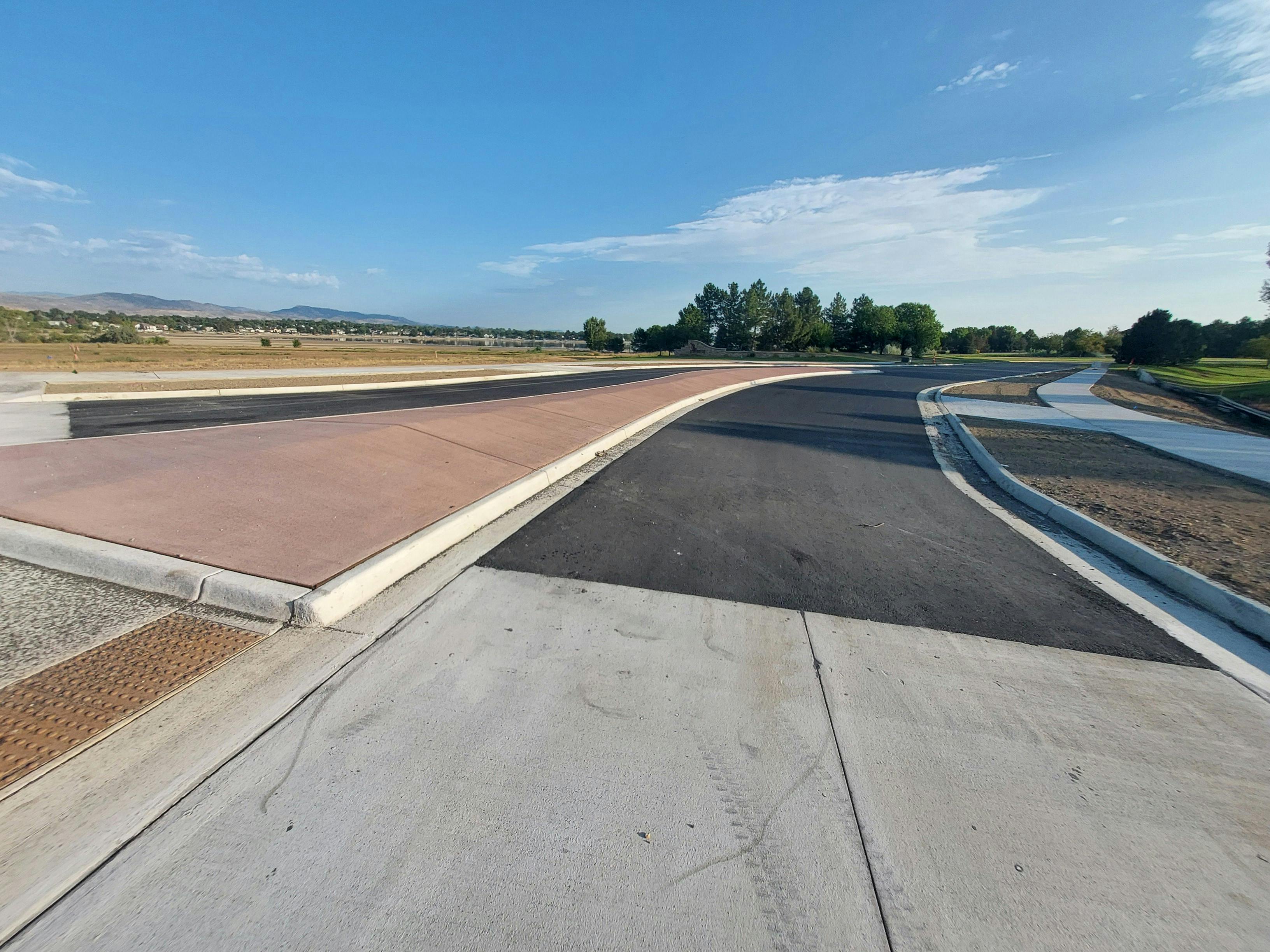 Roadway near the newly constructed roundabout