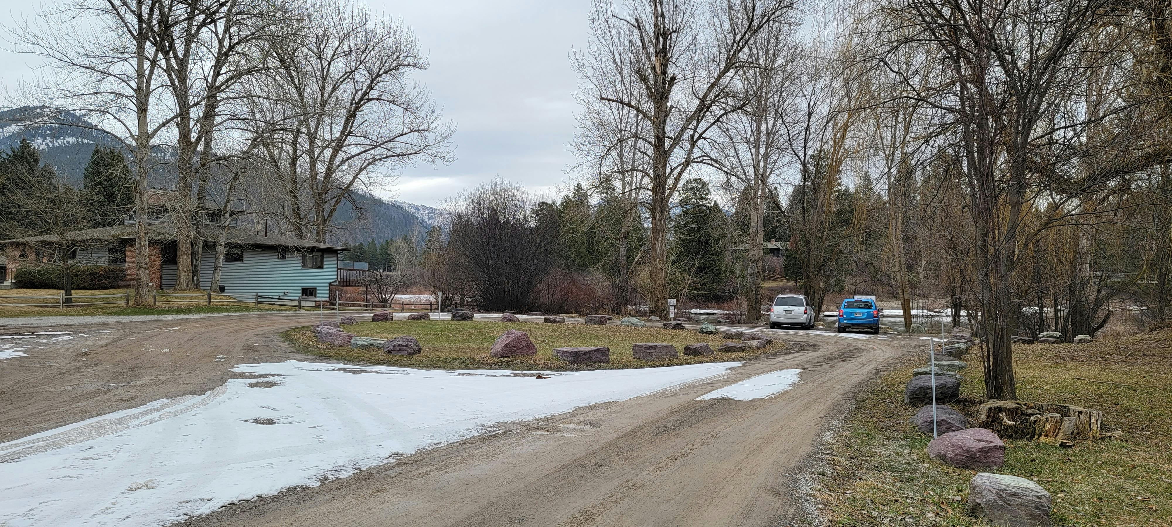 The current Sha-Ron parking access on an early spring day.