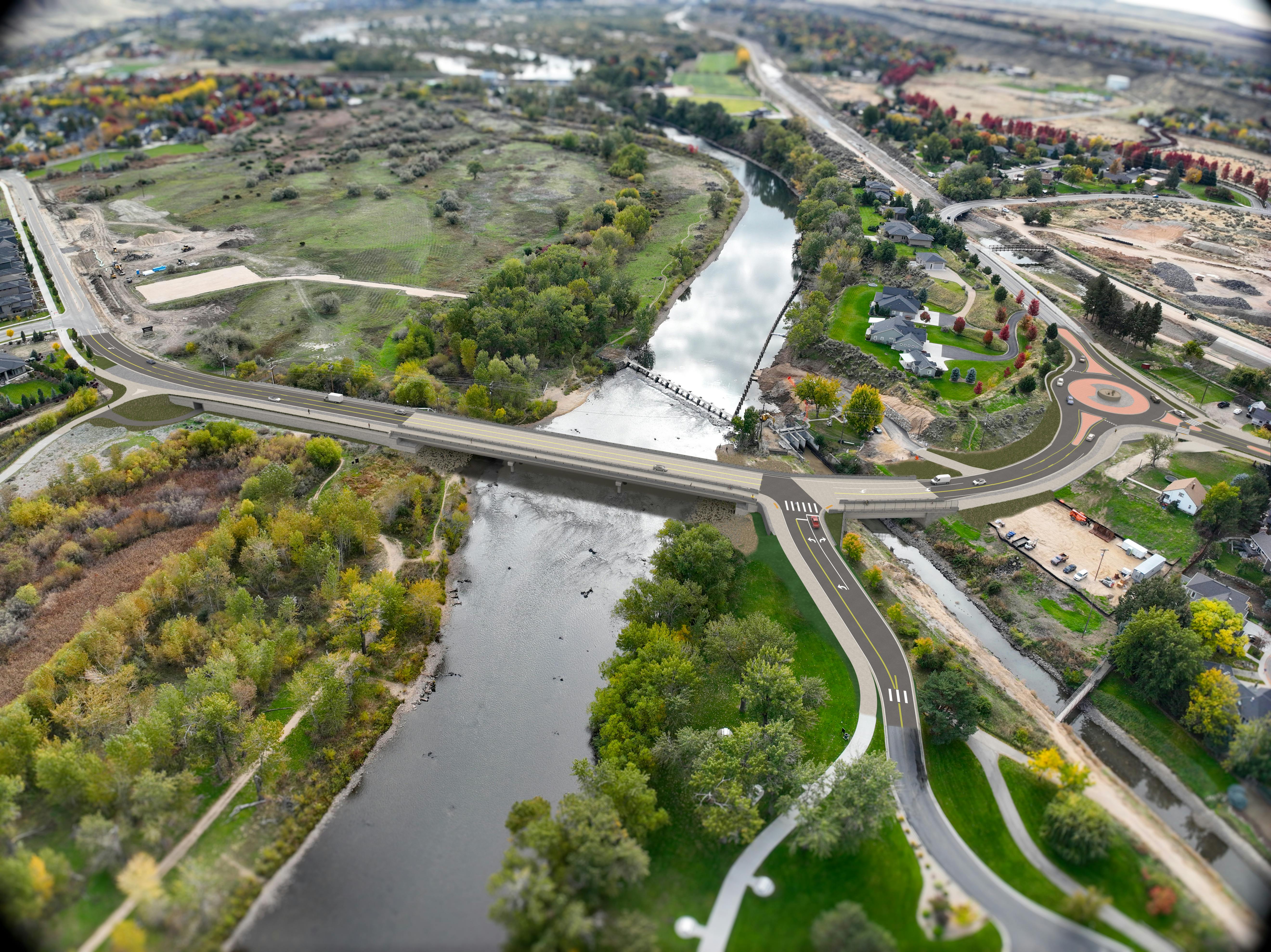 Eckert Bridge and Roundabout Looking Eastbound