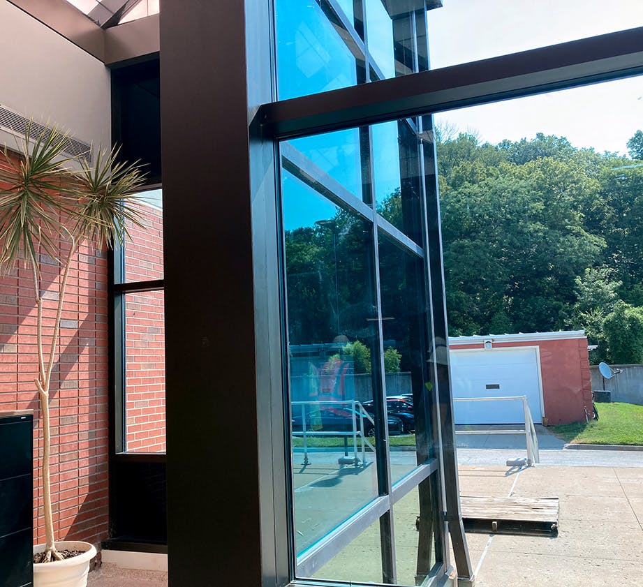 New windows on the Administration Building will installed this week.