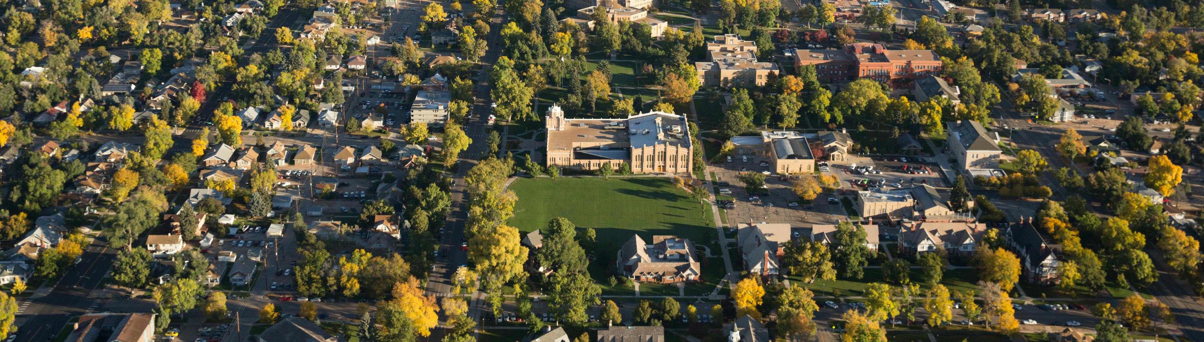 An aerial view of Greeley and UNC campus