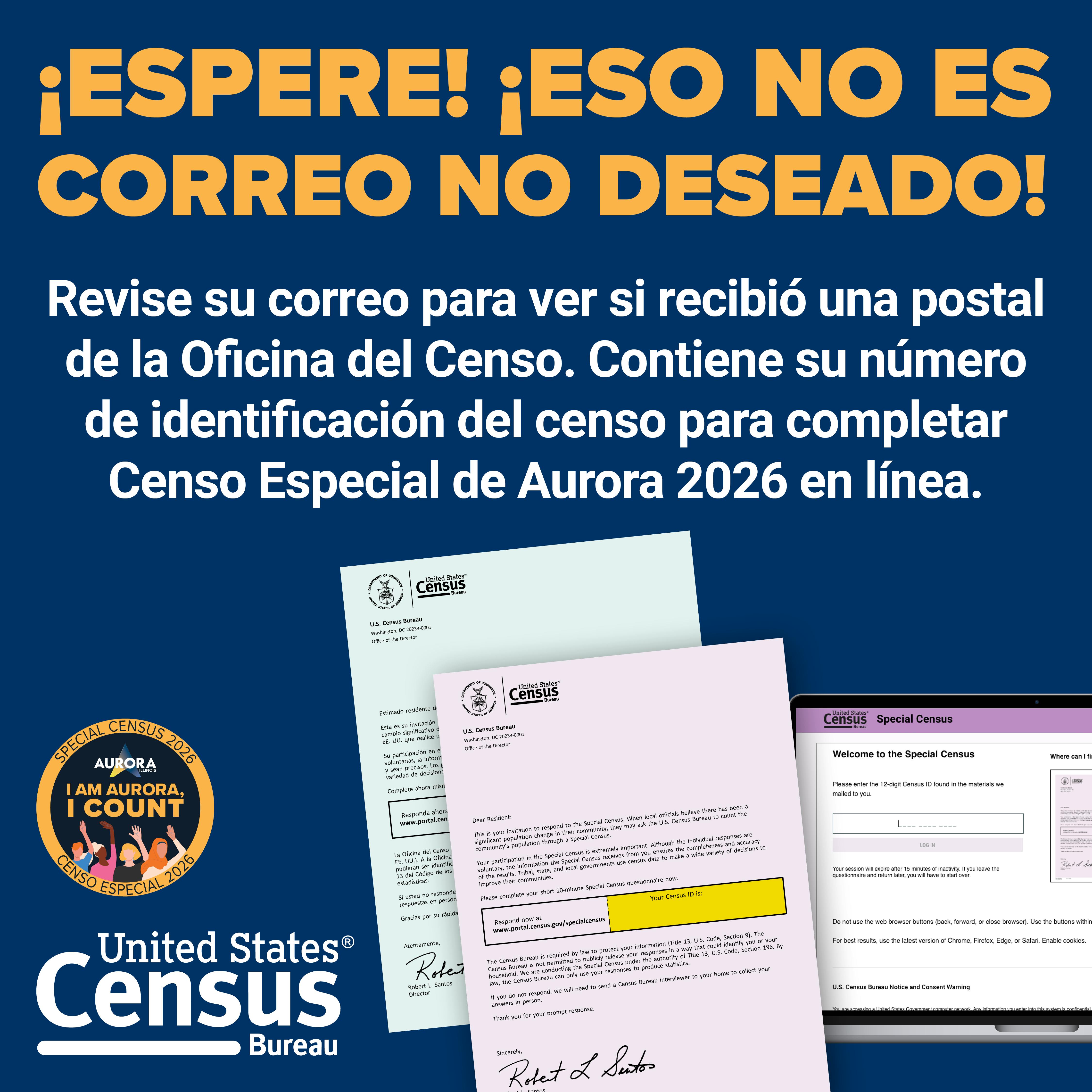 ¡Esté atento a la Carta Especial del Censo que llegará por correo!