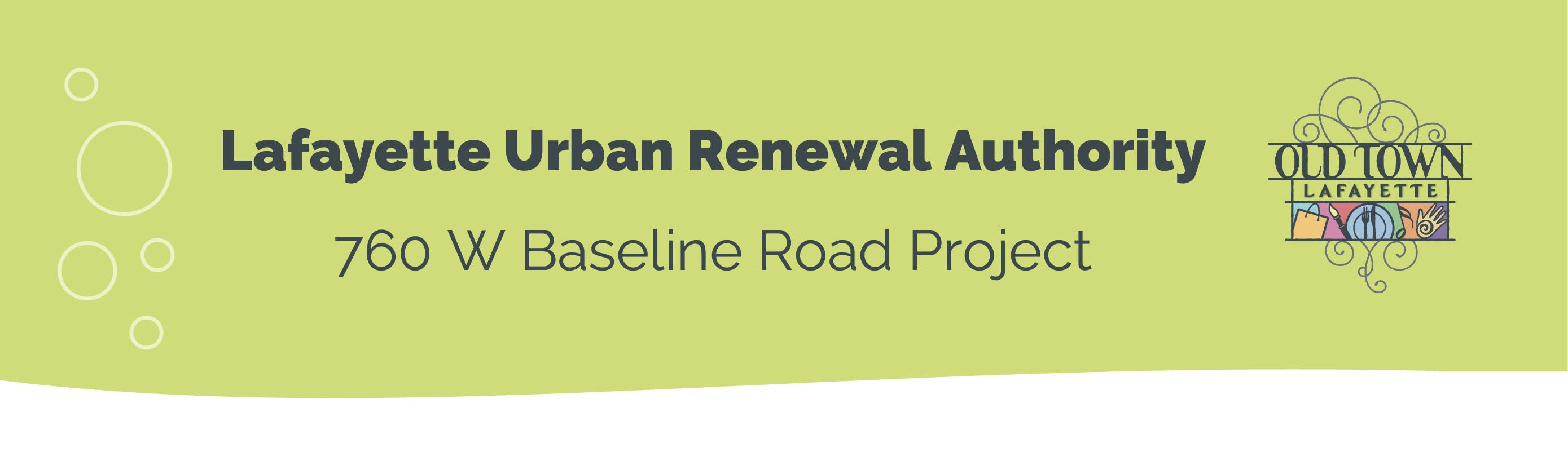 760 Baseline Road Project Lafayette Urban Renewal Authority green banner
