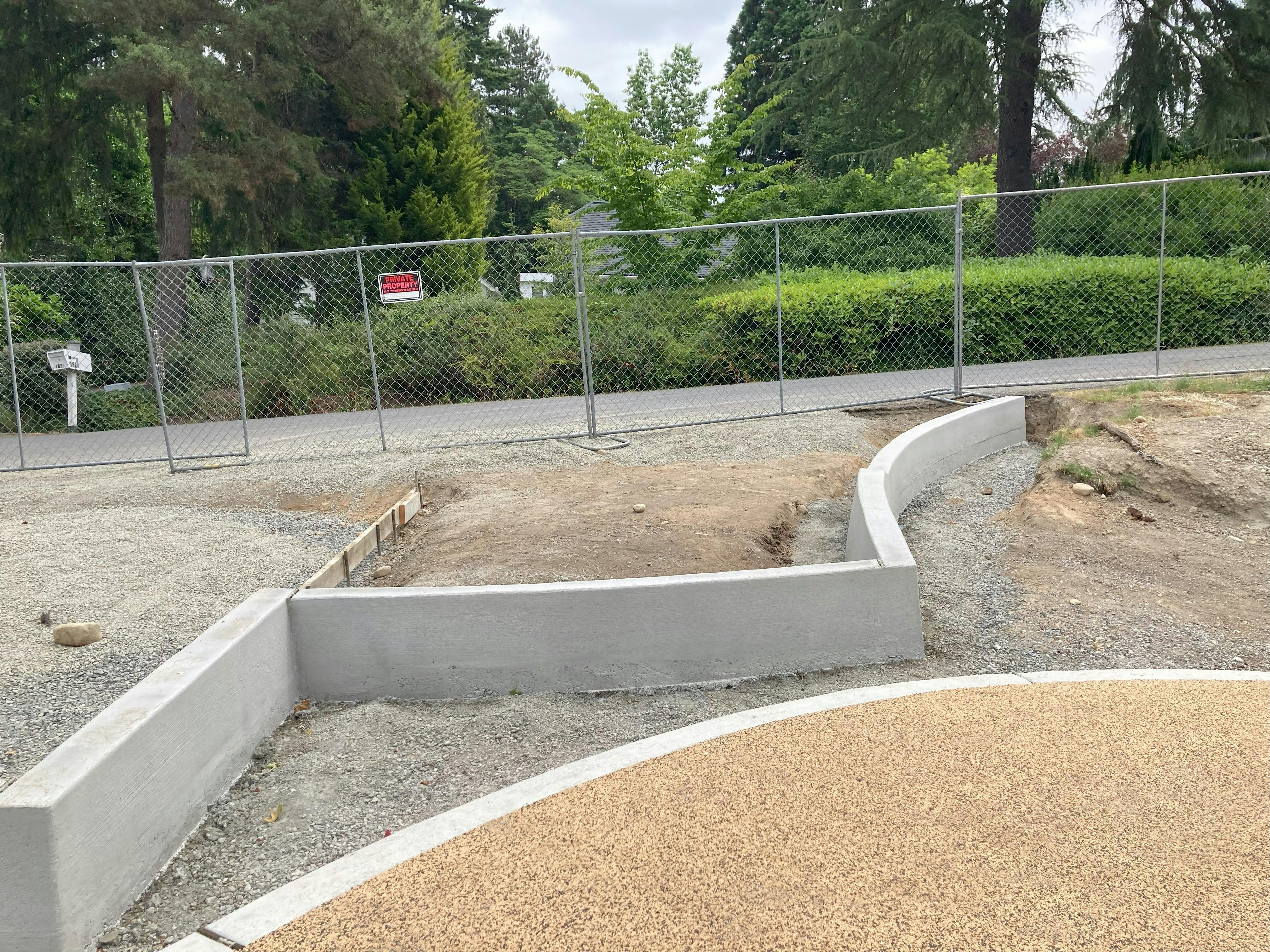 New parking area curb